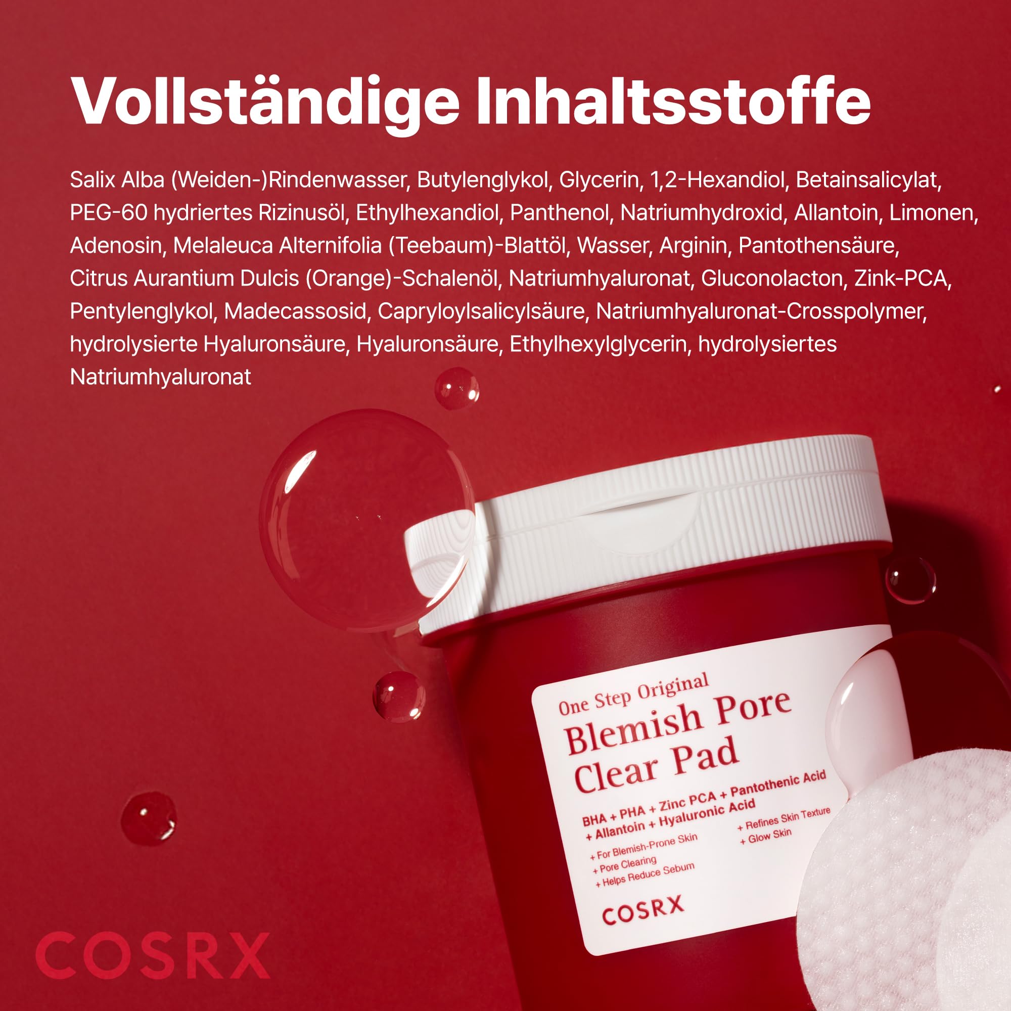 COSRX OneStep Original Blemish Pore Clear Pad, 100 Pads, Dual-Sided Facial Pad for Exfoliation, Pore Care & Hydration with BHA, PHA & Zinc PCA & 5 Hyaluronic Acids, Korean Skin Care
