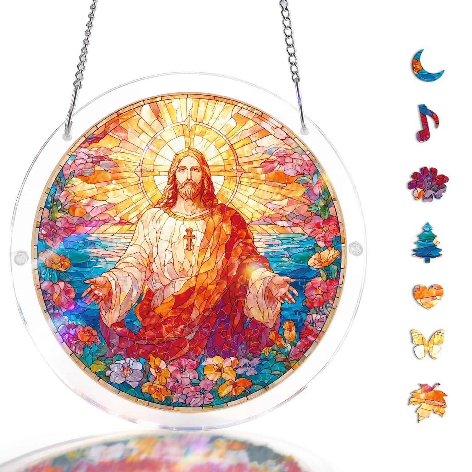 Acrylic Suncatcher Puzzle-Jesus, Hanging Suncatcher 8.2 In, DIY Suncatcher Kits for Adults, Home Decor Sun Catcher for Window Garden, Gift for Women, Mom, Friends — image 1