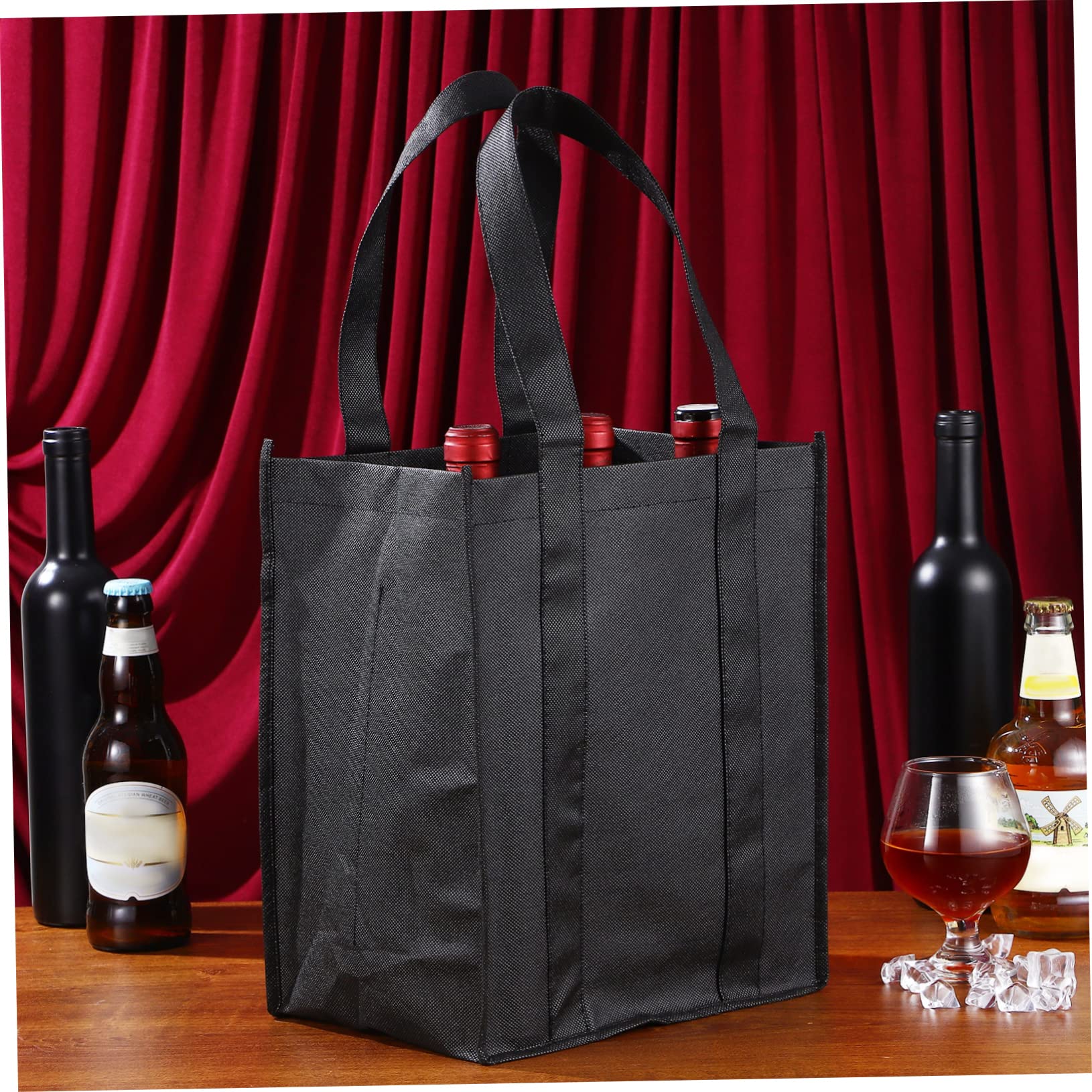 Hemobllo 6 Bolsas de Transporte de Vino No Tejidas con Compartimento Reutilizables, Bolsa para Transportar Botellas