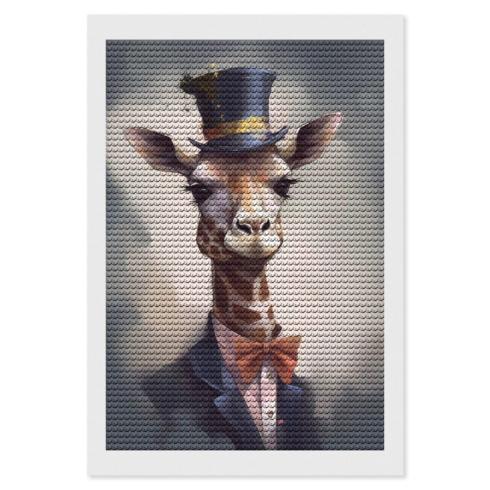 Junmoney Giraffe Enchanted Isle Diamond Art Canvas 8"x12", Decorate Your Room, Mindful Craft Activity, Cosy Home Accent, Thoughtful Handmade Gift