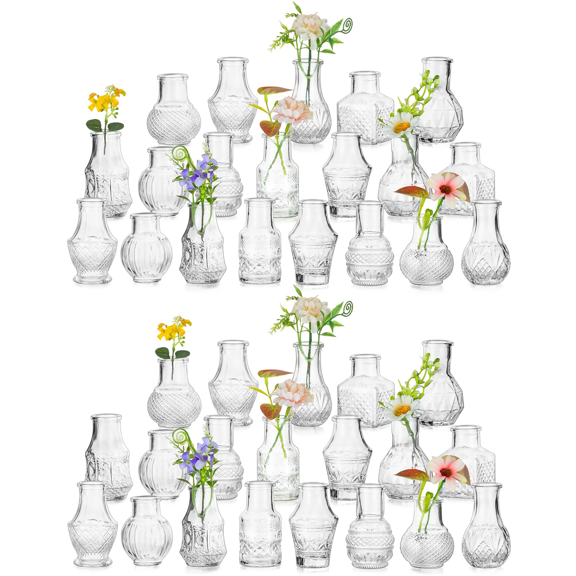 Hewory Mini Vase Vintage pour Décoration de Mariage - Fleur Design avec Fiole pour Centre de Table