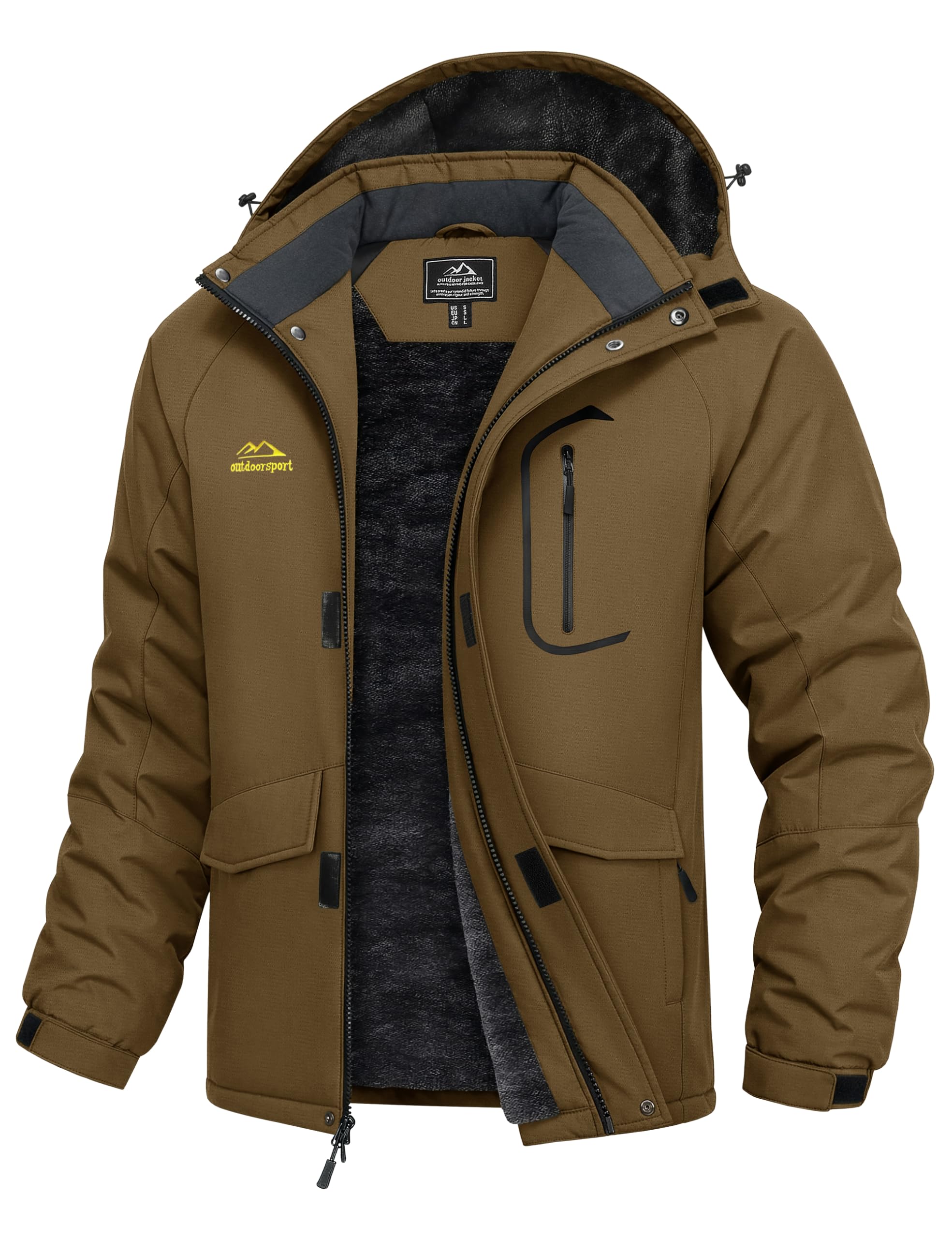 MAGCOMSEN Mens Winter Ski Jacket Snow Waterproof Fleece Lined Warm Jackets Snowboard Parka Raincoat with 7 Pockets