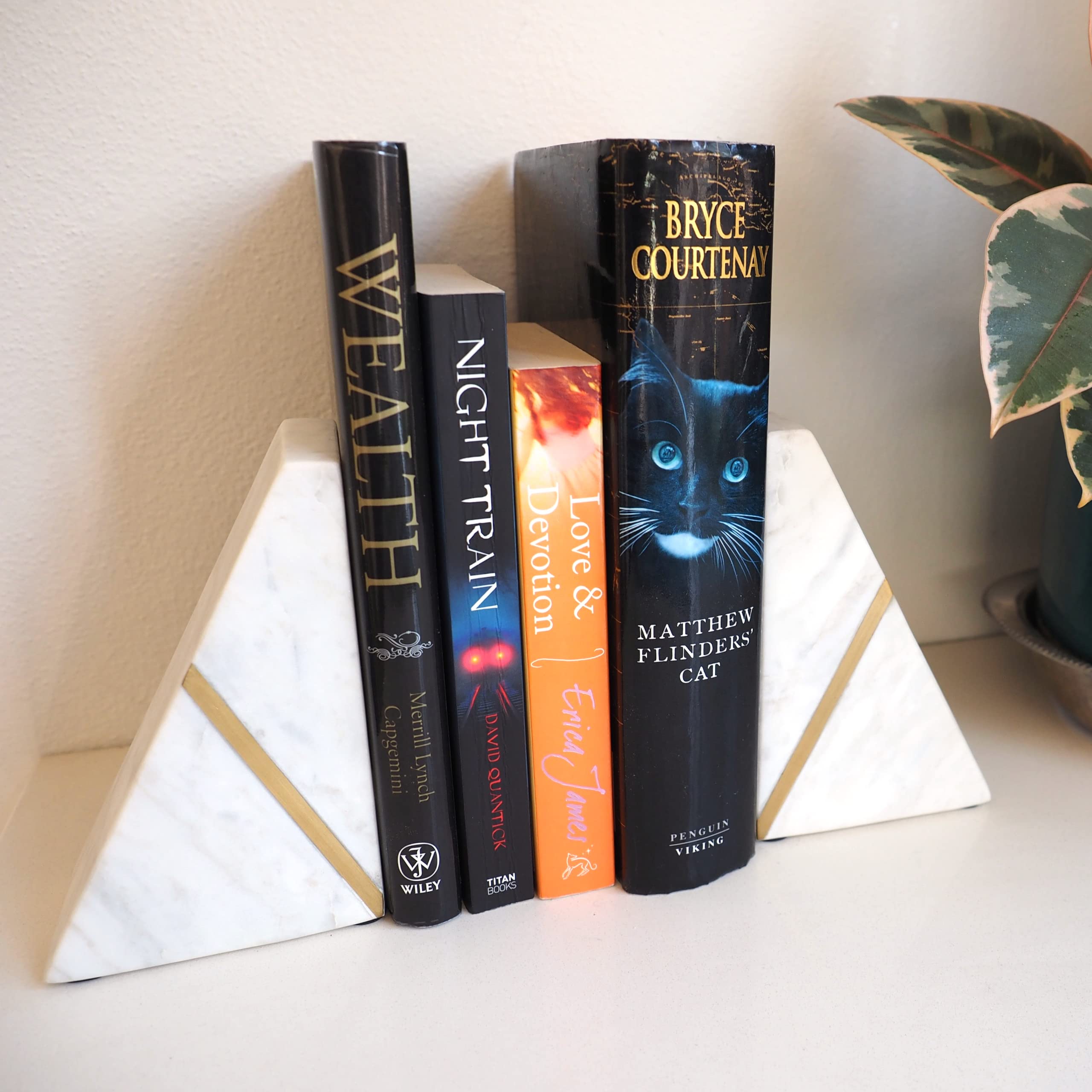 Lot de 2 Serre-Livres en marbre fabriqué à la Main avec Fond antidérapant Solide pour la Maison, la Cuisine, Le Bureau