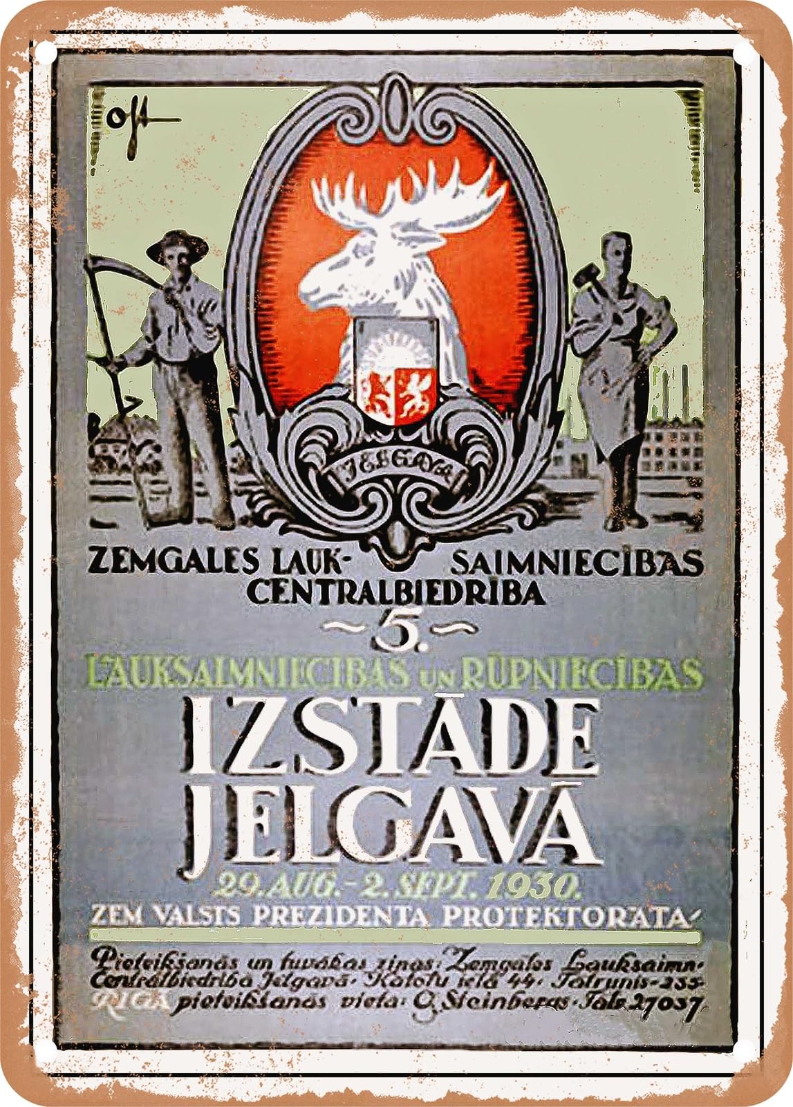 METAL SIGN - 1930 Agricultural and Industrial Exhibition in Jelgava Vintage Ad home decor