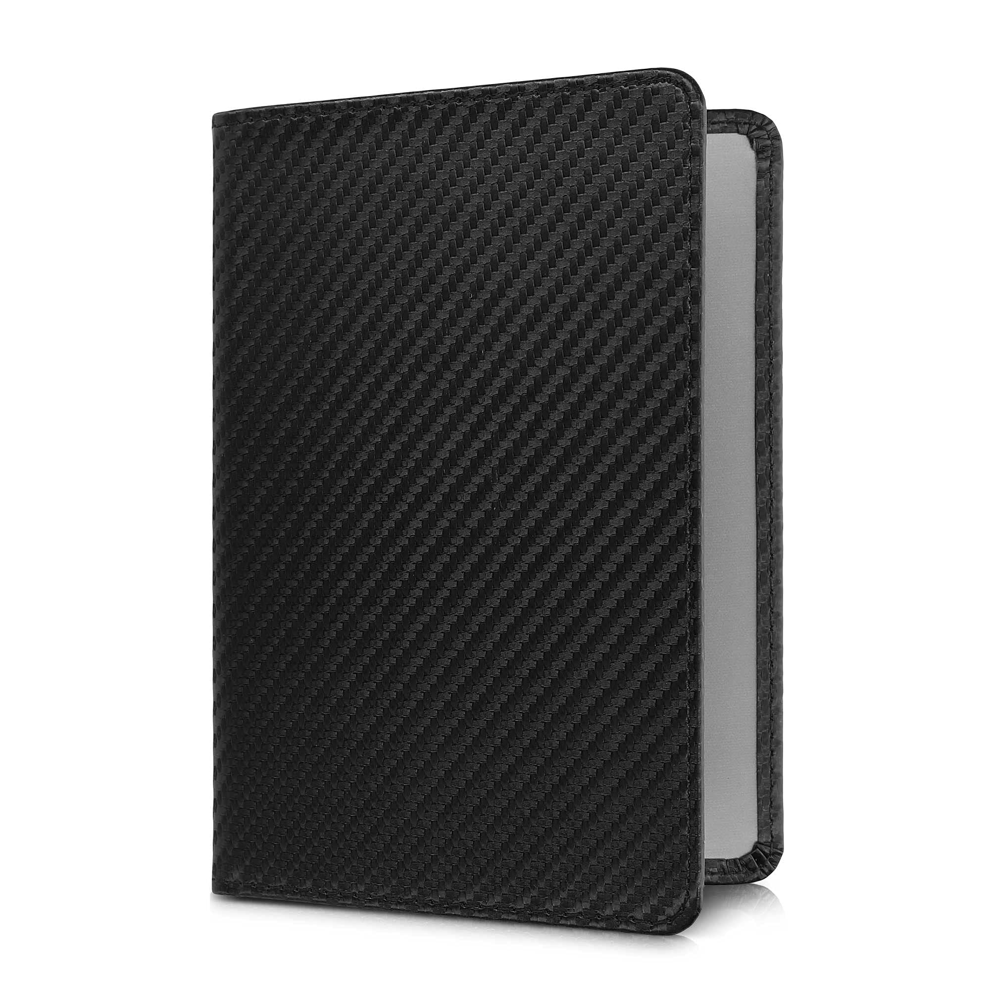 kwmobile Funda para permiso de circulación coche de cuero sintético - 10.5 x 14.8 CM - de carbono negro