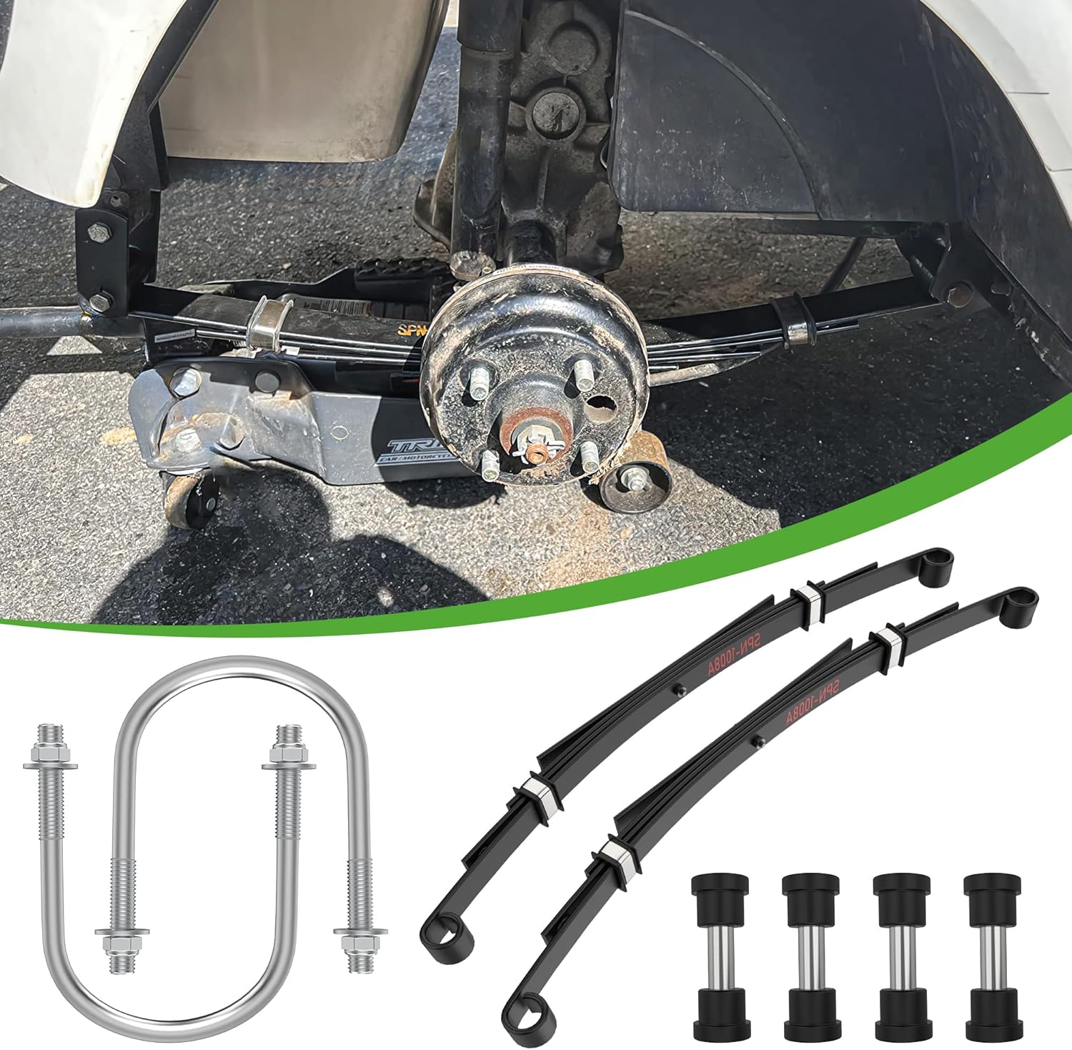 10L0L Golf Cart Heavy Duty Rear 4-Leaf Spring Kit with Bushings & Sleeves for Club Car DS Golf Cart Accessories