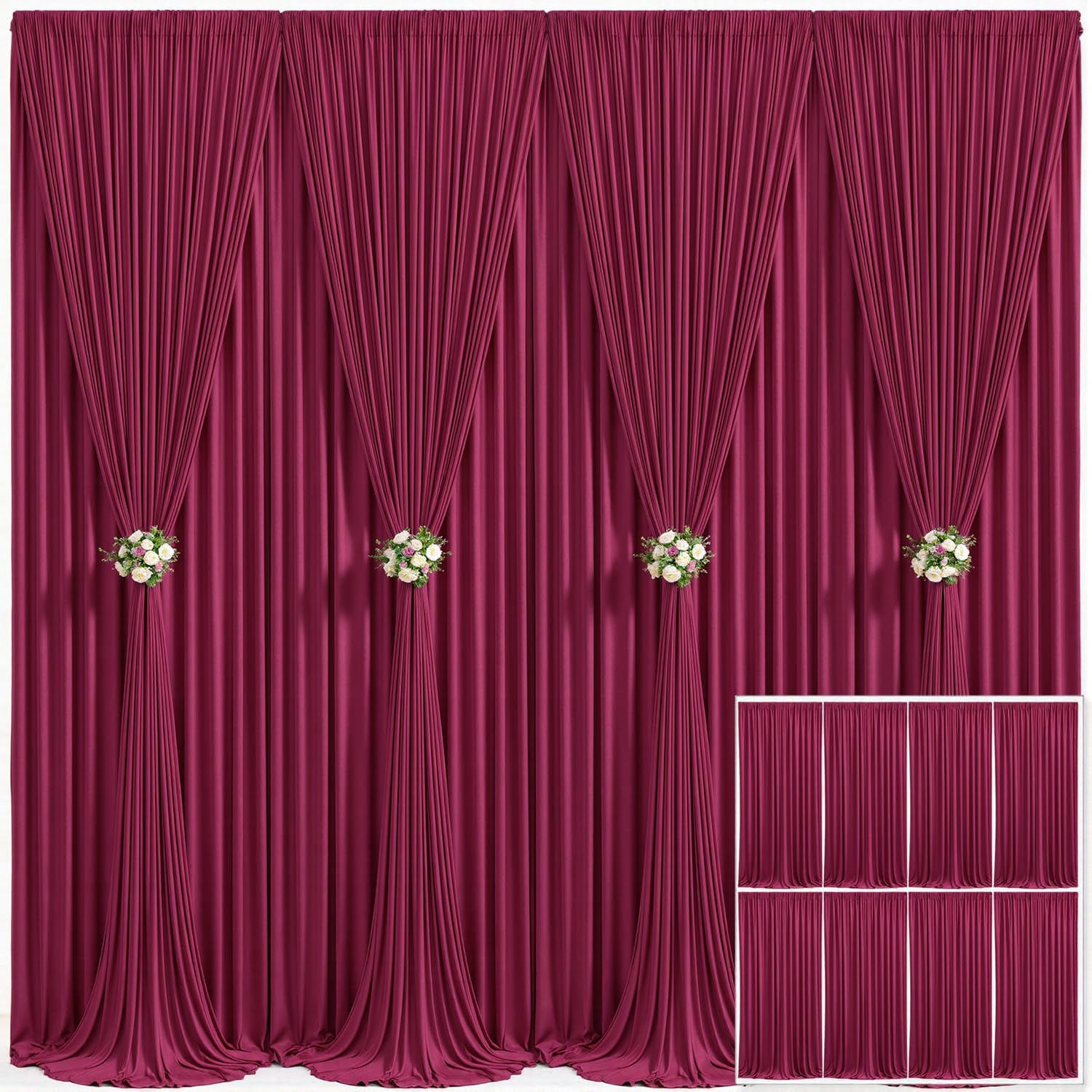 10x10 Champagne Backdrop Curtain for Parties Wedding Baby Shower Wrinkle Free Photo Curtains Backdrop Drapes Fabric Decoration for Bridal Shower 5ft x 10ft,2 Panels — view 102
