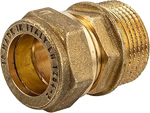 tecuro Water Meter Screw Connections 3/4 inch ÜWM x 1/2 inch AG - Set of 2, MS Blank