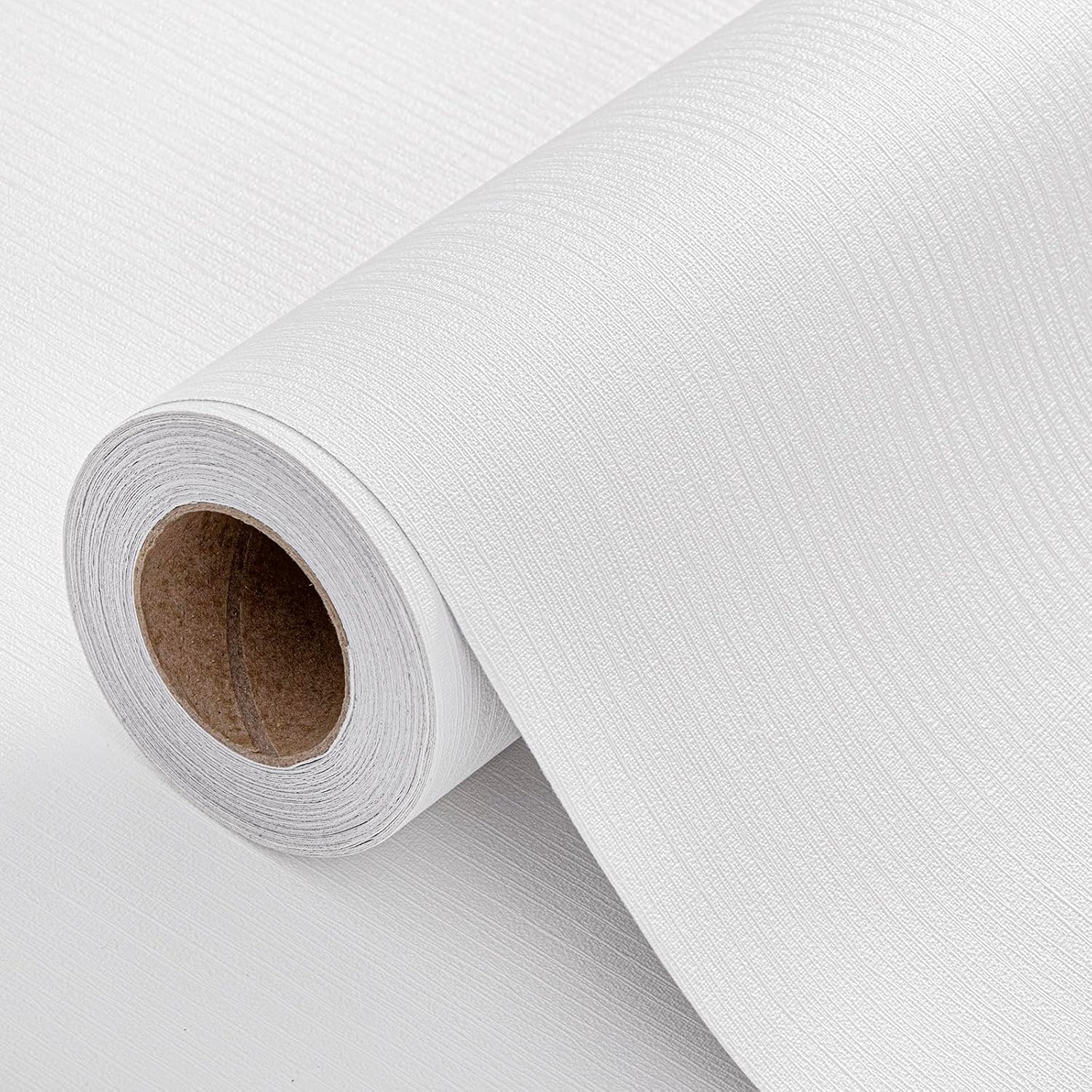 24"x394" White Grasscloth Wallpaper Peel and Stick Faux Linen Textured Upgraded Thick Self-Adhesive Waterproof Neutral Contact Paper Seamless Vinyl Embossed Wallpaper