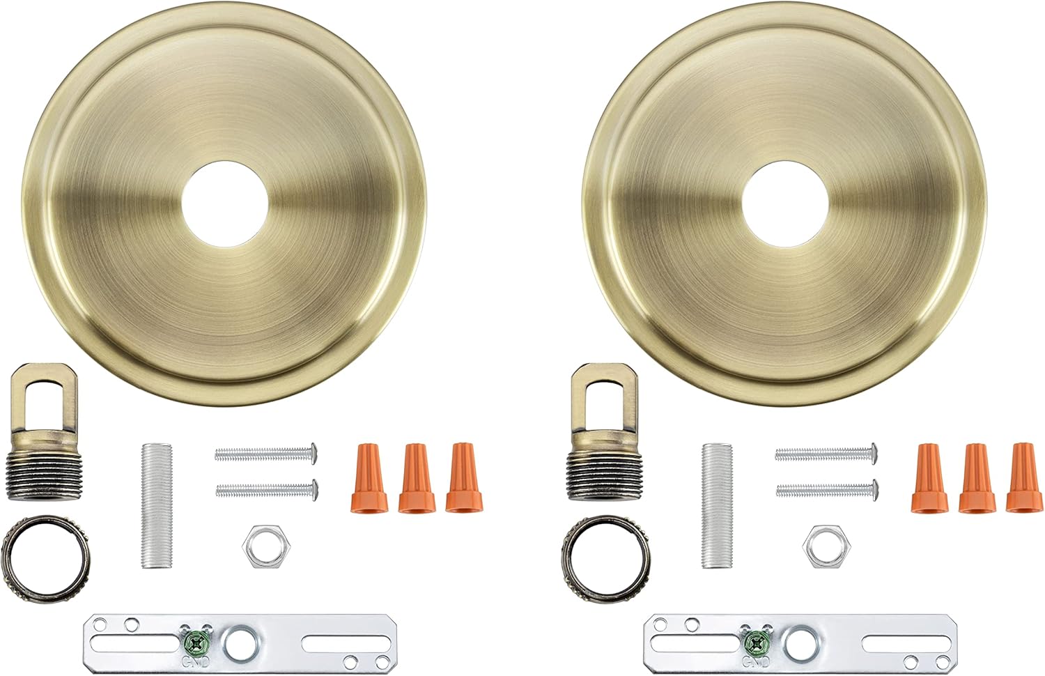 Aspen Creative 21507-42, Transitional Chandelier & Light Fixture Canopy Kit w/Collar Loop, Antique Brass, 5-1/8" Diameter, 1" Center Hole, 2 Pack