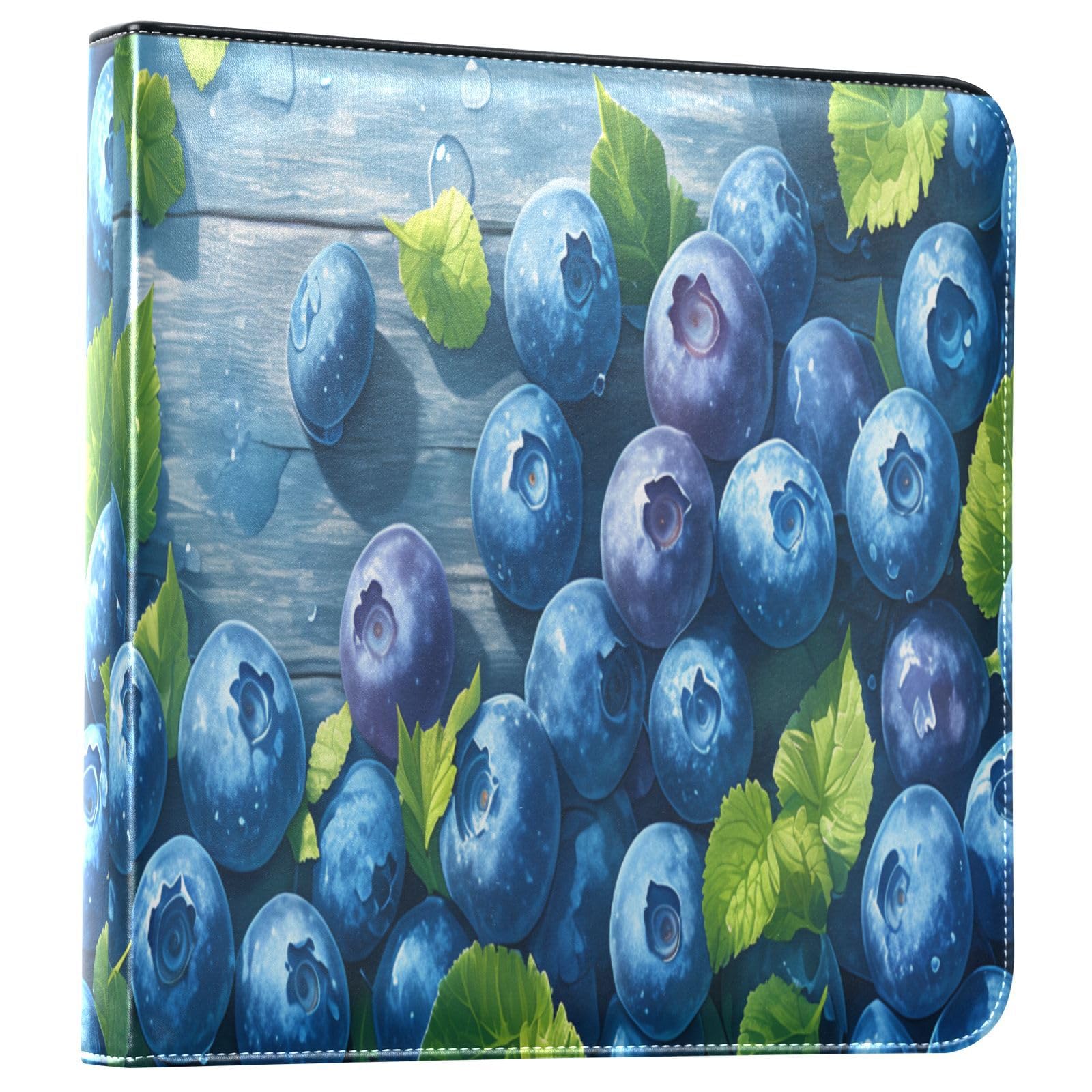 Kigai Blueberries Photo Album Self Adhesive Scrapbook Album Leather Cover DIY Picture Scrap Book with 20 Adhesive Sheets, 11.8x24x0.8 inch