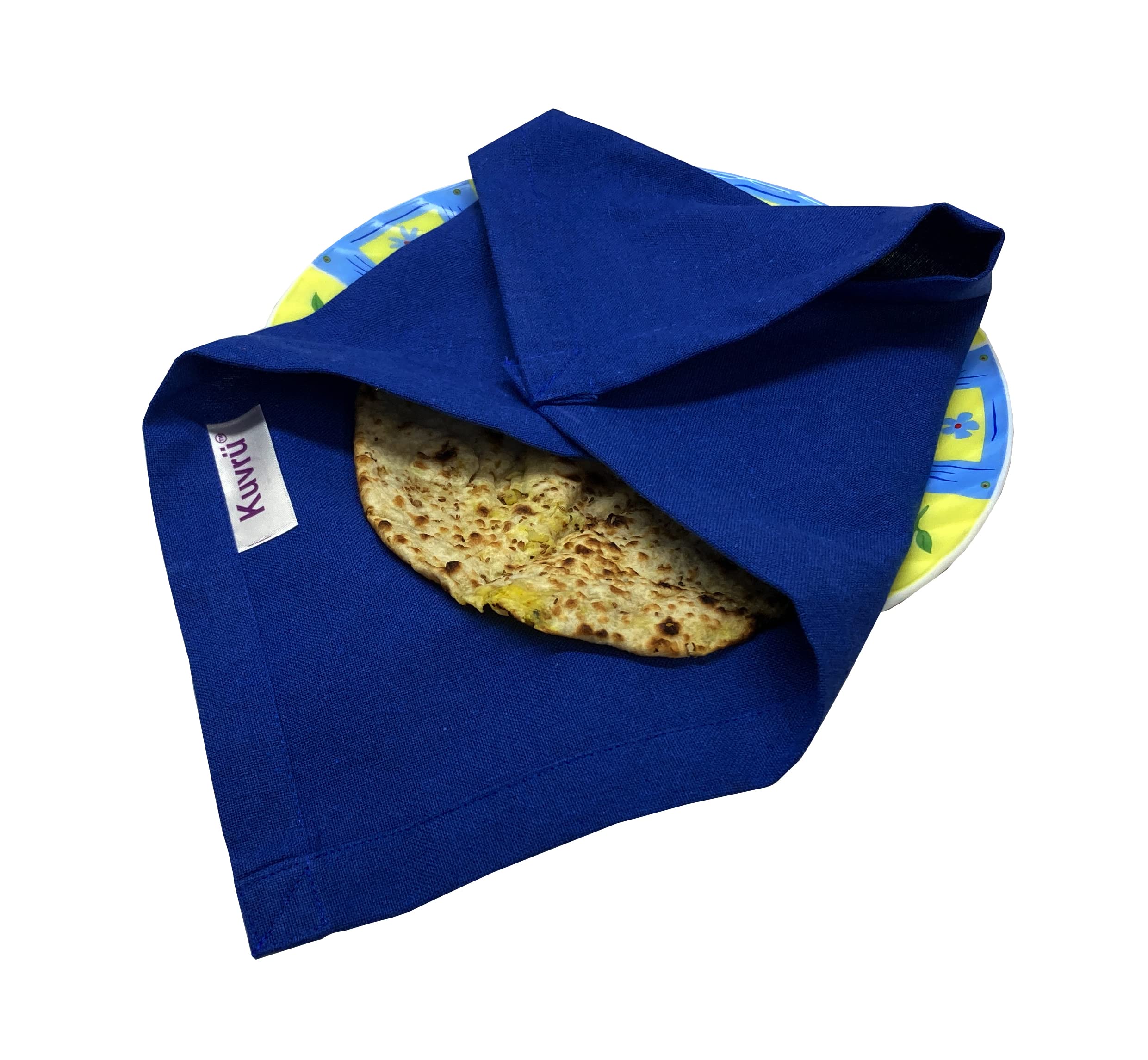 (Blue,Kuvrū Cotton Roti Wrap (Pack of 9) – Reusable & Washable Cloth Napkin for Kids Tiffin & School Lunch Box, Keeps Chapatis Soft & Fresh (Blue,9)-picture-30