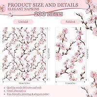 Vista 4 de Estune 200 servilletas de 2 capas desechables de papel con flores de papel para cena, servilletas de mano para baño, tocador, boda, vacaciones