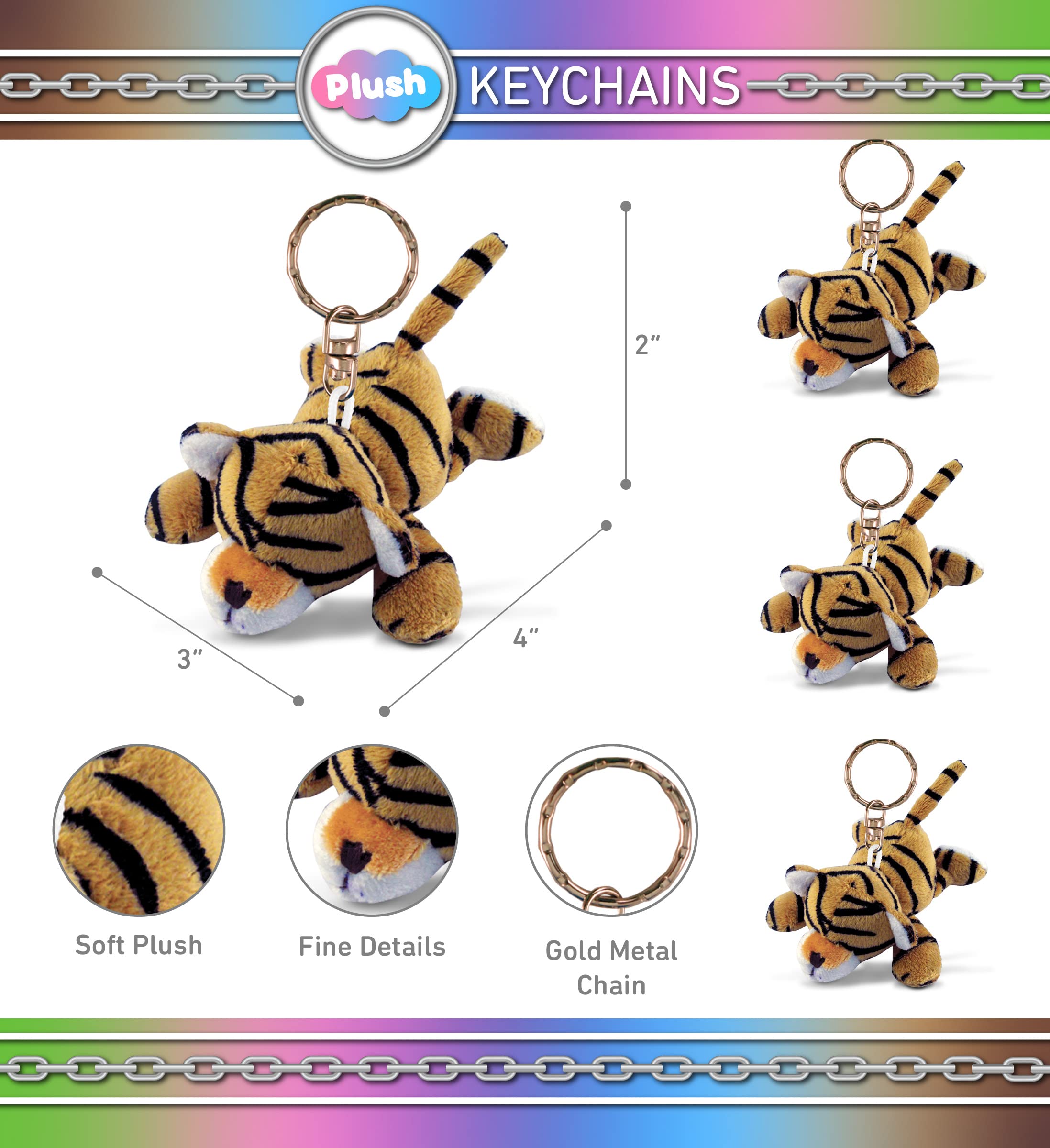 Amazon.com: Puzzled Tiger Stuffed Animal Keychain Plush - Super
