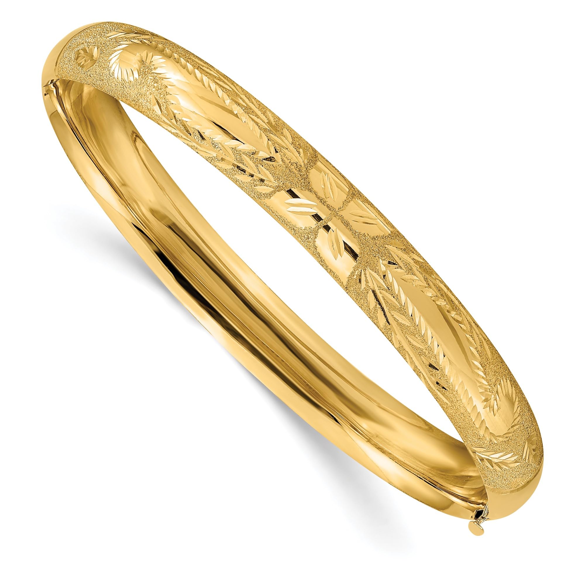 IceCarats 14K Solid Yellow Gold 7 90mm Hinged Bangle Bracelet