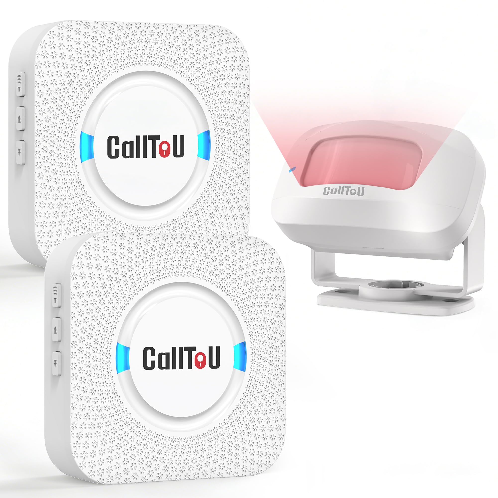 CallToU Timbre detector de movimiento de alarma interior, detector de paso, puerta de tienda con sensor giratorio de 360°, ideal para tiendas, campanas de gato, personas mayores y hogar