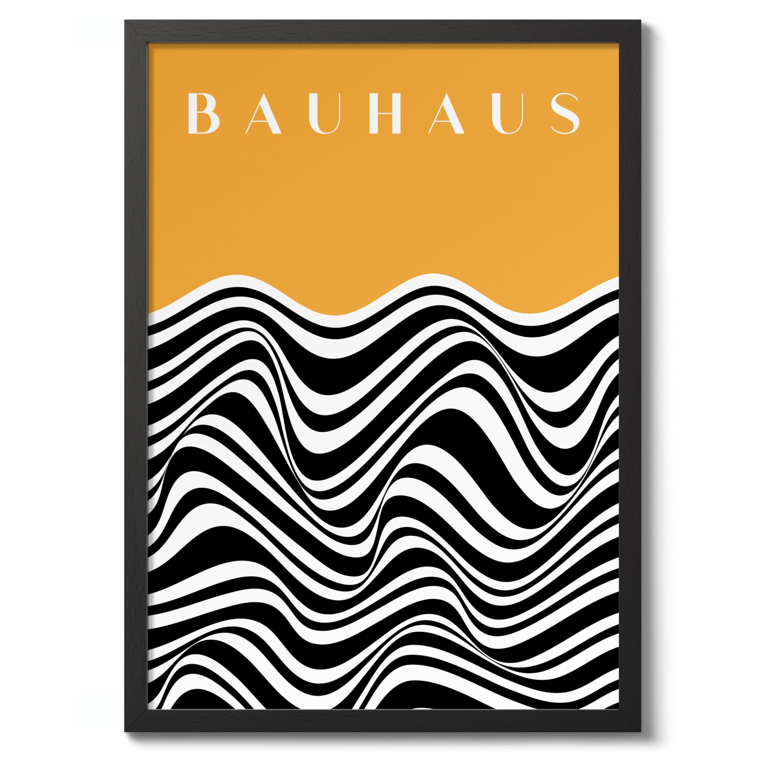Orange Swirls Bauhaus Poster Mid Century Modern Wall Decor Print, Abstract Geometric Wall Art Boho Abstract Artwork Architecture, Archival Matte, A5 (Black Frame) - 21x14.8cm โ image 1