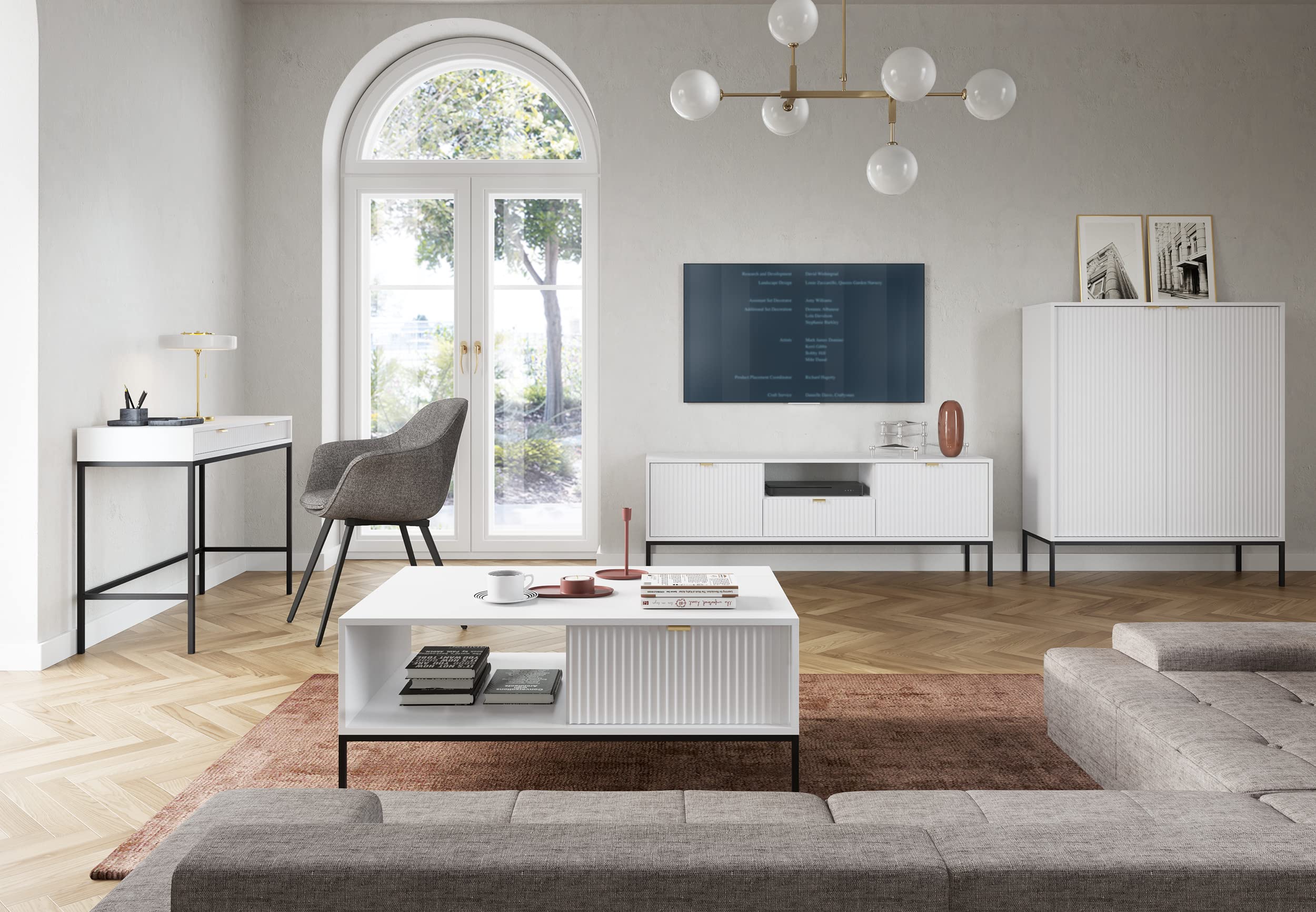 3E 3xE living.com Cassettiera, credenza in stile moderno, lunghezza 104 cm in due colori (bianco)