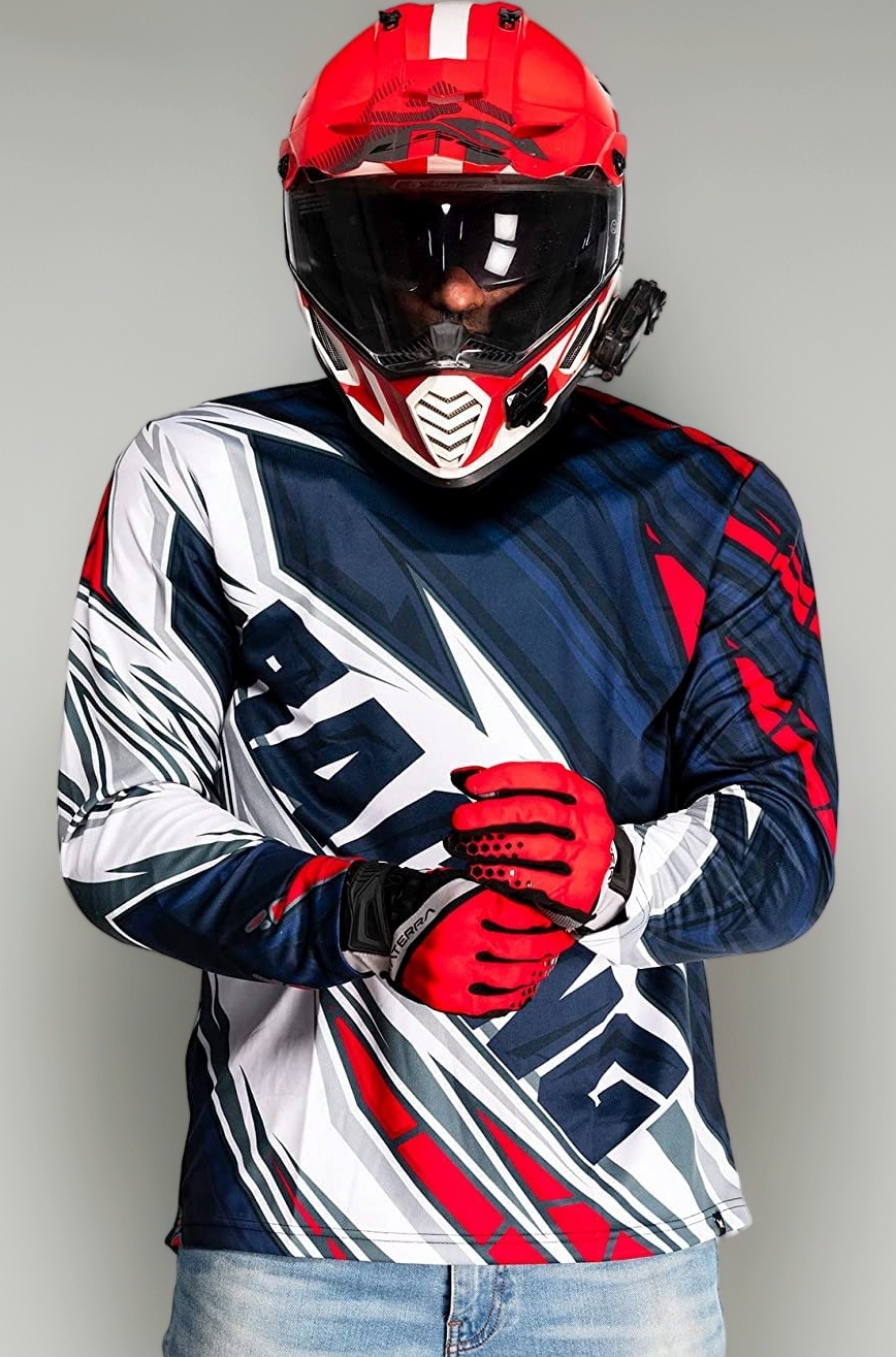 Bike Rider Jersey for Men Full Sleeve T-Shirt Round Neck Trackside Thunder Graphic Printed Riding Clothes Sports Tshirt