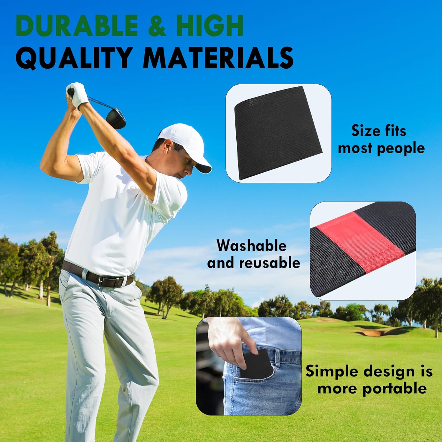 Golf Swing Trainer Aid, 2 PCS Portable Golf Swing Band, Golf Training Aid Elastic Correcting Arm Band Posture Motion Correction Golf Swing for Indoor & Outdoor Use - Image 3