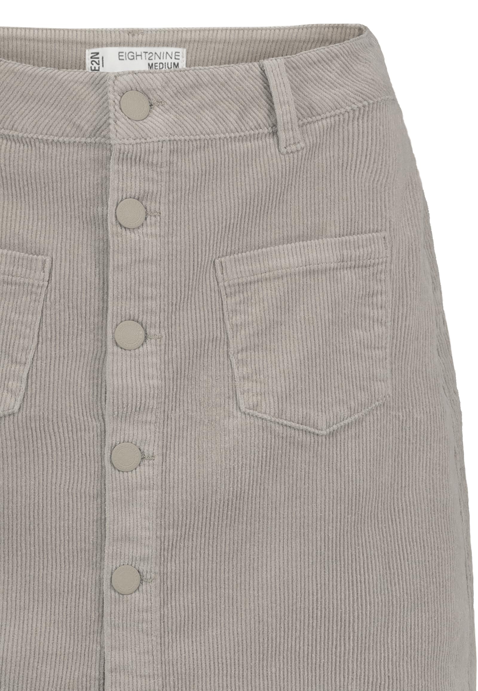 Eight2nine Damen Cordrock – Modischer Rock aus Cord mit Knopfleiste und Fronttaschen, Bequemer Klassiker Light-beige M