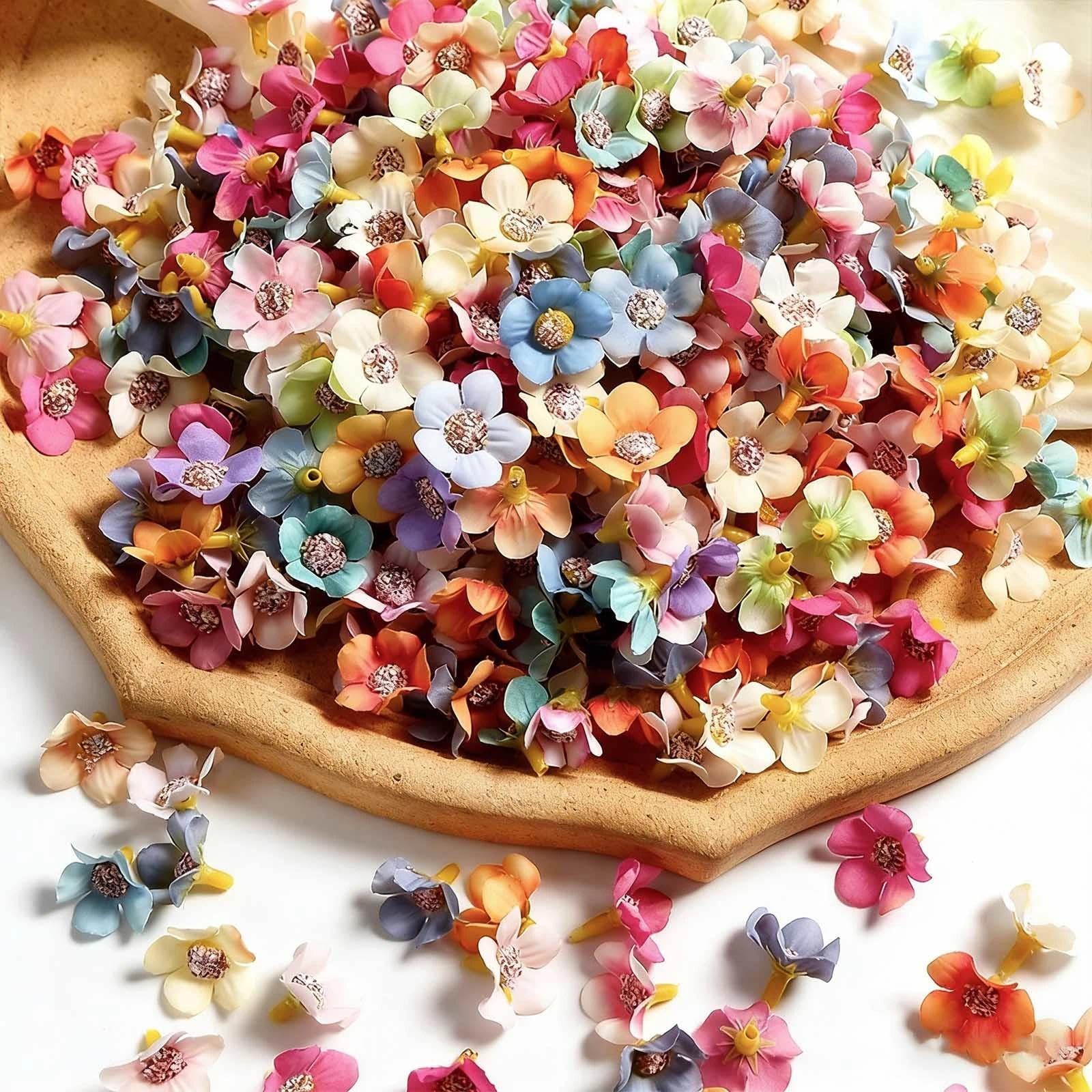 VOOSFSIE 50 pcs Artificial Daisy Flower Heads, Artificial Silk Flowers Mini Fake Flowers Heads for Craft DIY Wreath Gift,Wedding Art Party Home Garden Decoration