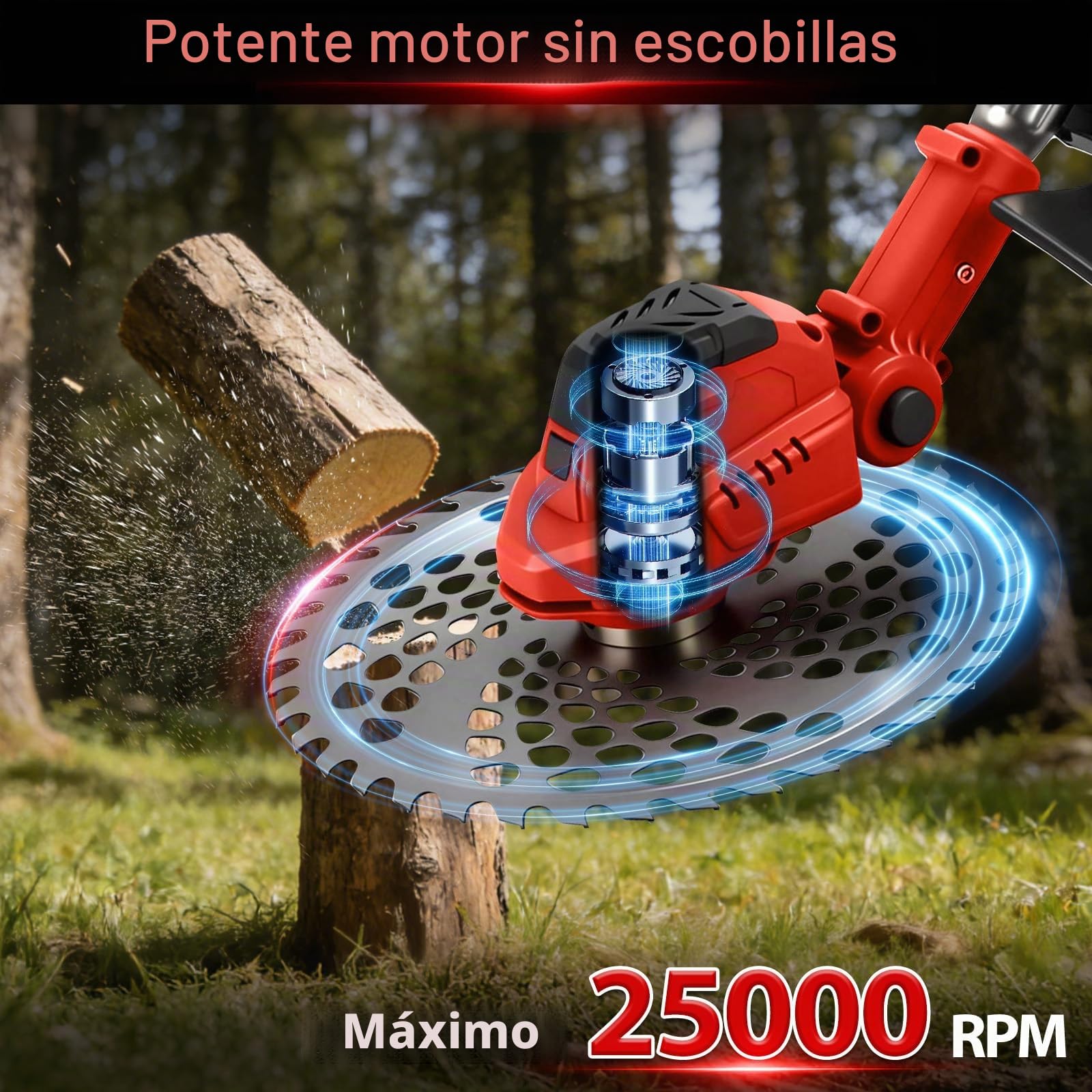 Desbrozadora a Batería para Makita 18V, Cortabordes Eléctrico | cepillo de malas hierbas, mango telescópico 100 – 140 cm, ancho de corte de 24 cm) para podar césped de jardín (sin batería)