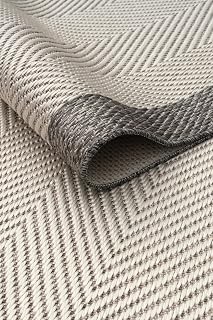 Kilim Hasır Halı Kaymaz Taban Makinede Yıkanabilir Toz Hav Vermez Çerçeveli Sisal 6633 Gri Krem