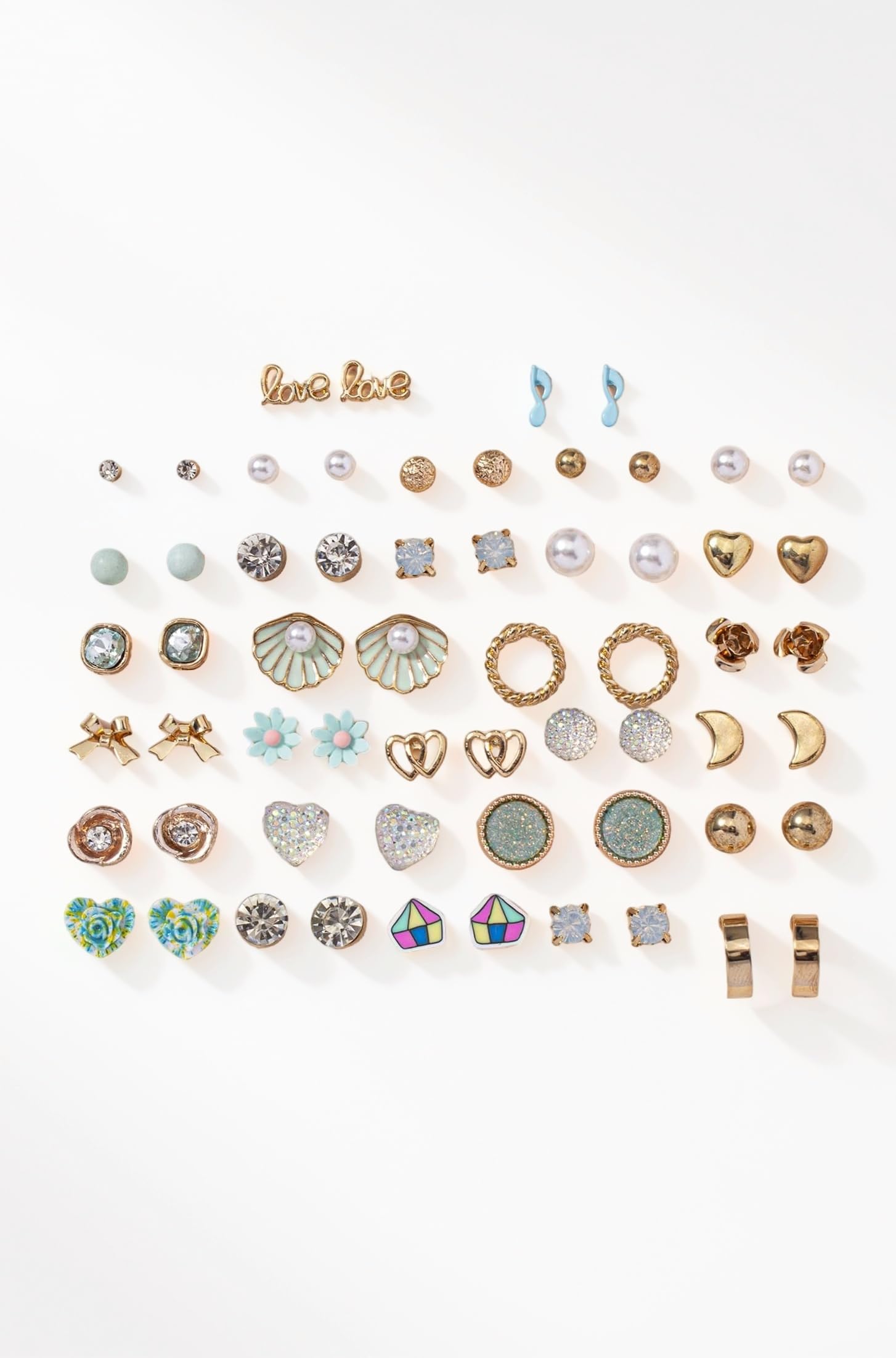 30 Pairs Combo Set Latest Stylish Crystal Pearl Earrings for Women and Girls
