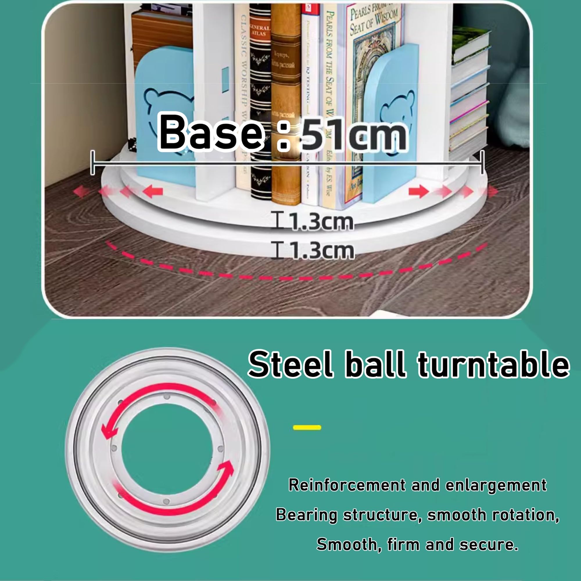 Libreria Girevole Scaffale Girevole, Angolo Piccolo Spazio Espositore a 360 Gradi Libreria da Terra, Scaffale per Libri Stretto per Camera da Letto, Soggiorno(Noce, 6 Piani)