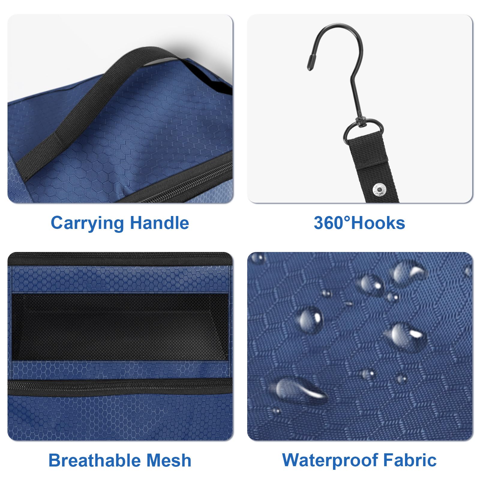 Olosar Organizer per valigie, organizer da viaggio portatile da appendere, mensole da viaggio pieghevoli, cubi da imballaggio a compressione per bagaglio a mano, blu navy