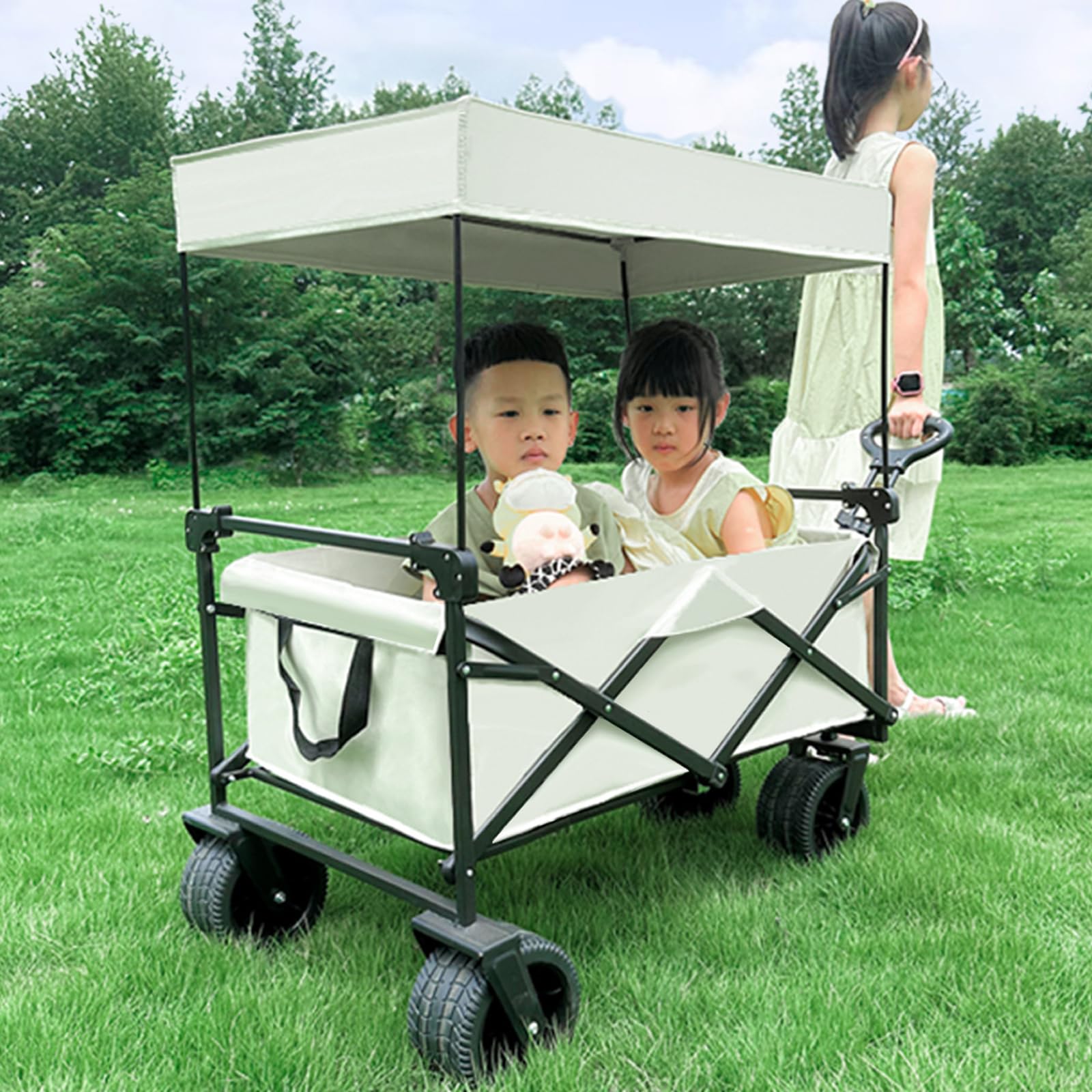 Carro plegable con ruedas, protección solar, carro, toldo, toldo para camping al aire libre, carrito de playa, toldo