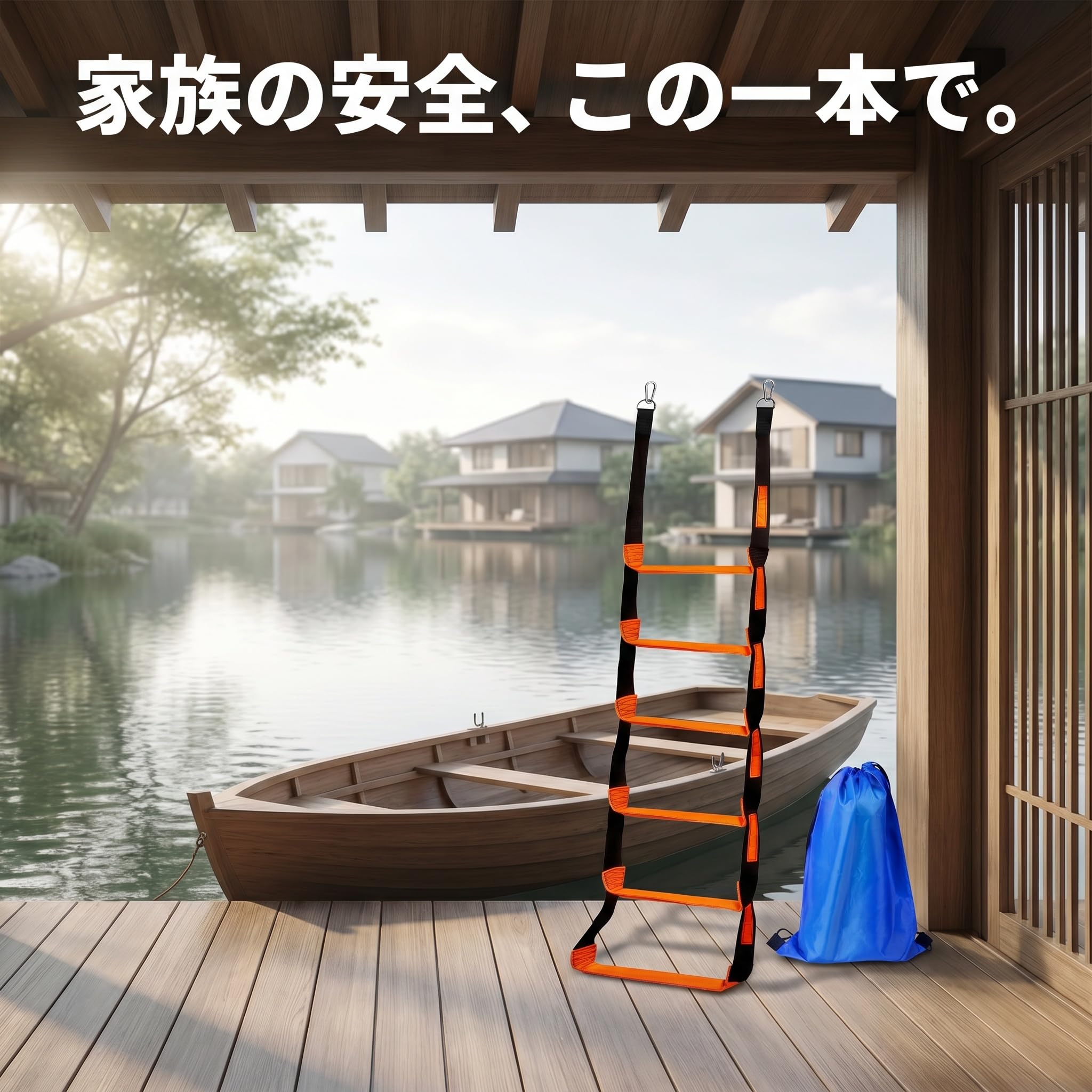 DeeRace 【2025新登場】ボートラダー 船用ロープ梯子 縄ばしご ボートはしご ヨット用 船用ロープラダー 滑り止め 乗船用 艇用 カヌー 船舶係留用品, 6段 30x204cm