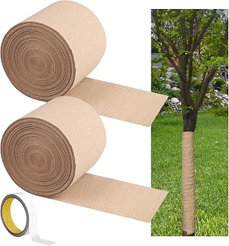 GRETJOB 200Ft x 4 Tree Wrap for Damaged Bark, Weather Resistant Tree Trunk Protectors Wraps with Double-Sided Tape, Breathable Tree Bark Repair Wrap Bandage to Keep Warm