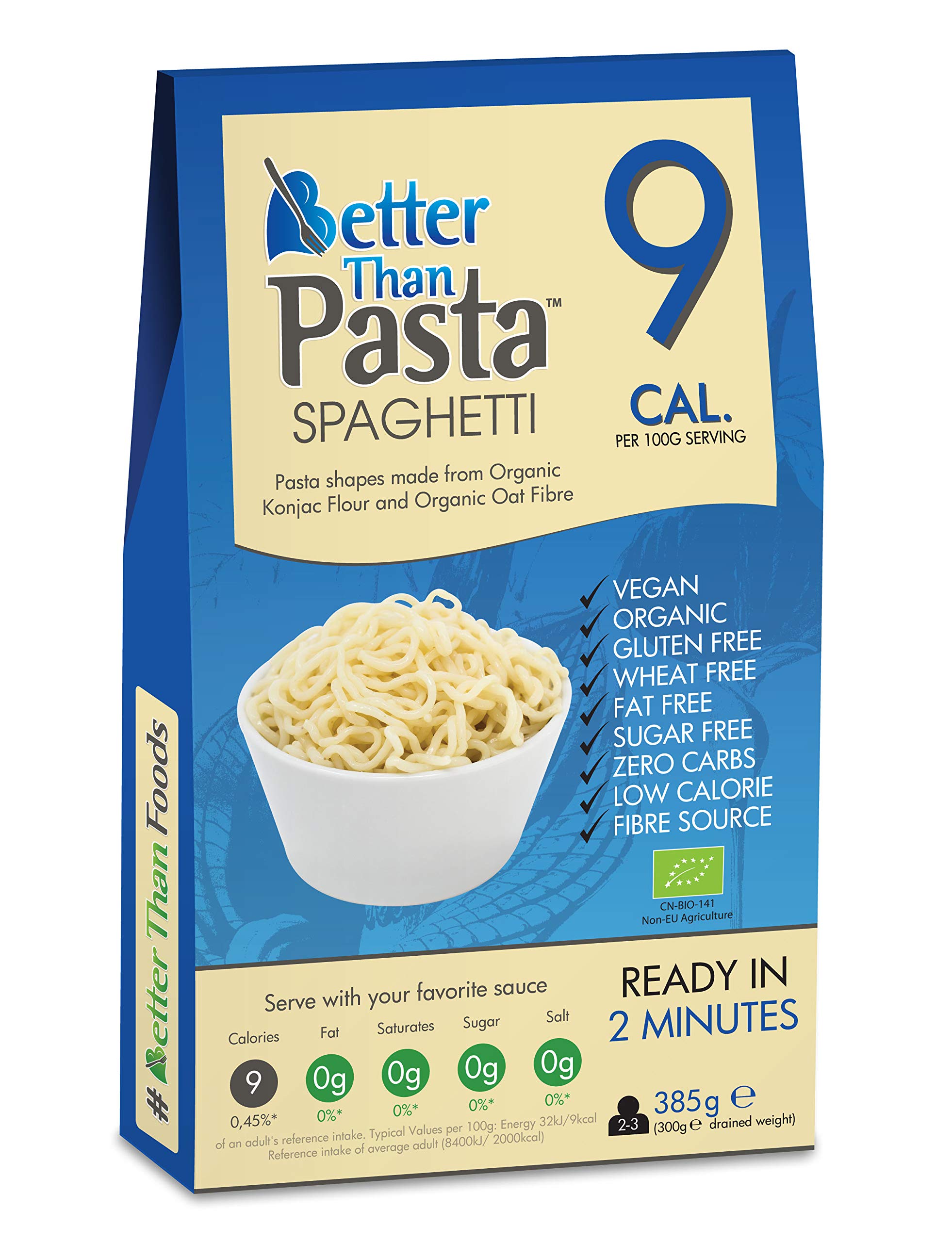 Better Than PastaSpaghetti (Pack of 15, 385g Each) Zero Carbohydrate | Made from Organic Konjac Flour | Keto Paleo Diet and Vegan | Zero Sugar and Low Calorie