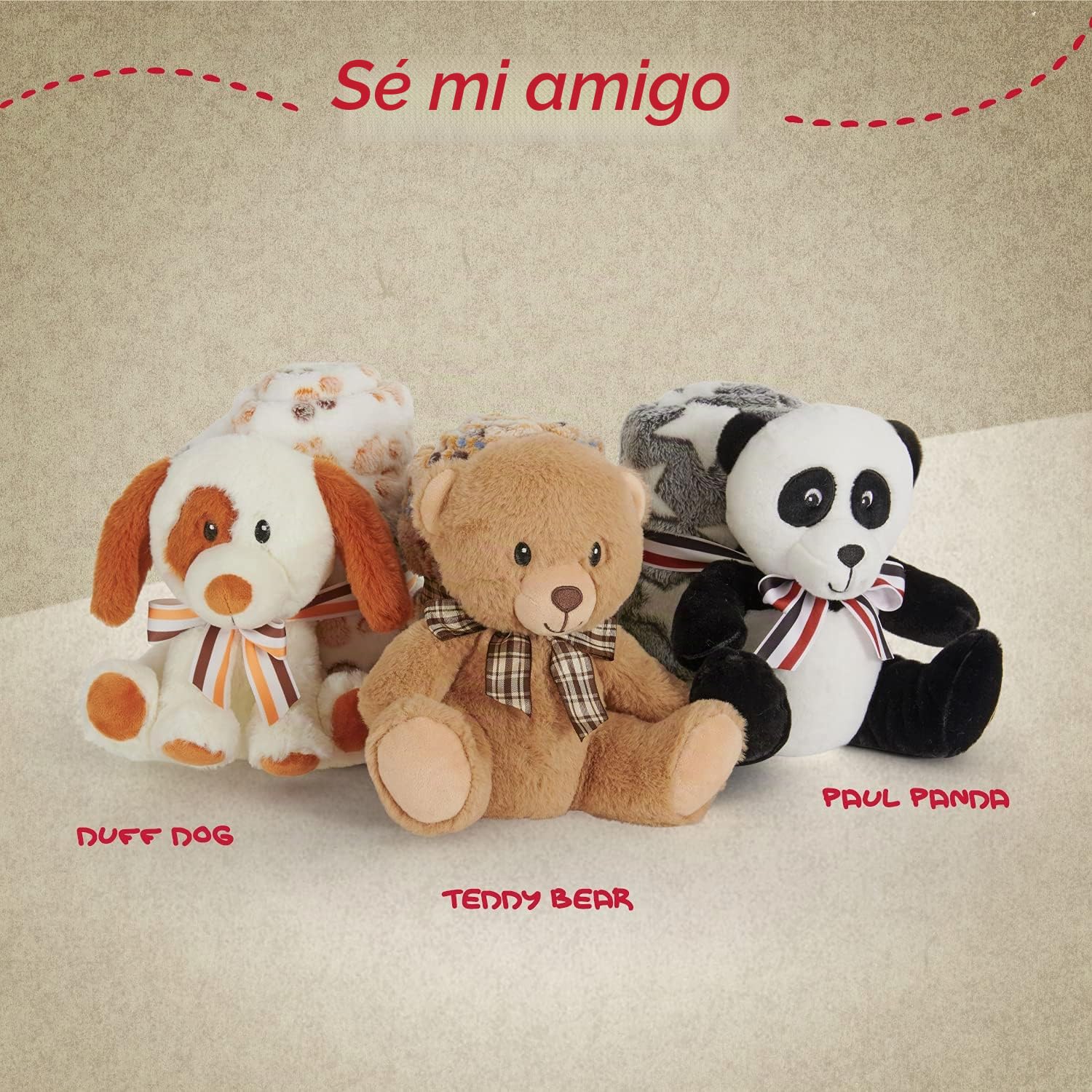 PERLETTI Manta Bebé Suave y Cálida con Osito de Peluche - Muselina para Niño y Niña 0 1 2 3 Años Colorida con Lazo - Doudou para Niños Niñas Marrón con Muñeco y Estampados - 120x80 cm (Oso)