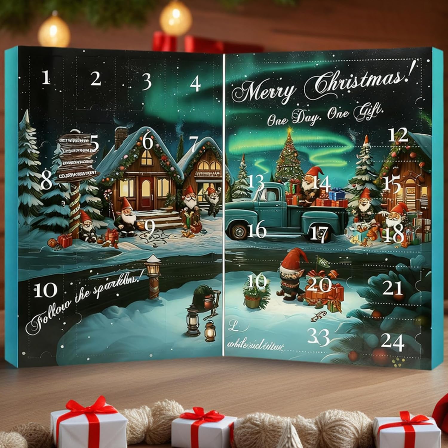 クリスマスノームカウントダウンカレンダー | 24日間収集品ディスプレイ - ノーム人形クリスマスカウントダウンカレンダー,マントル