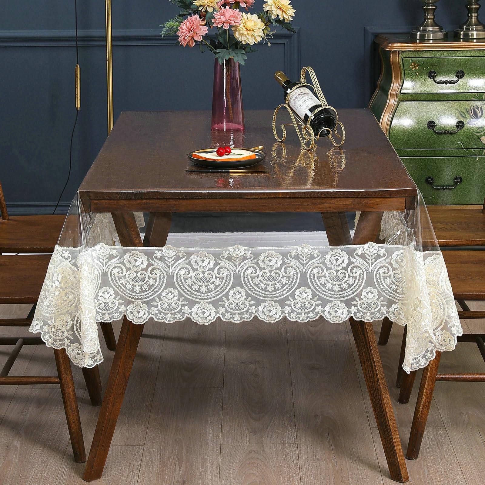 Tovaglie Cucina, Tovaglia Rettangolare 120x170 cm Pizzo Ricamo