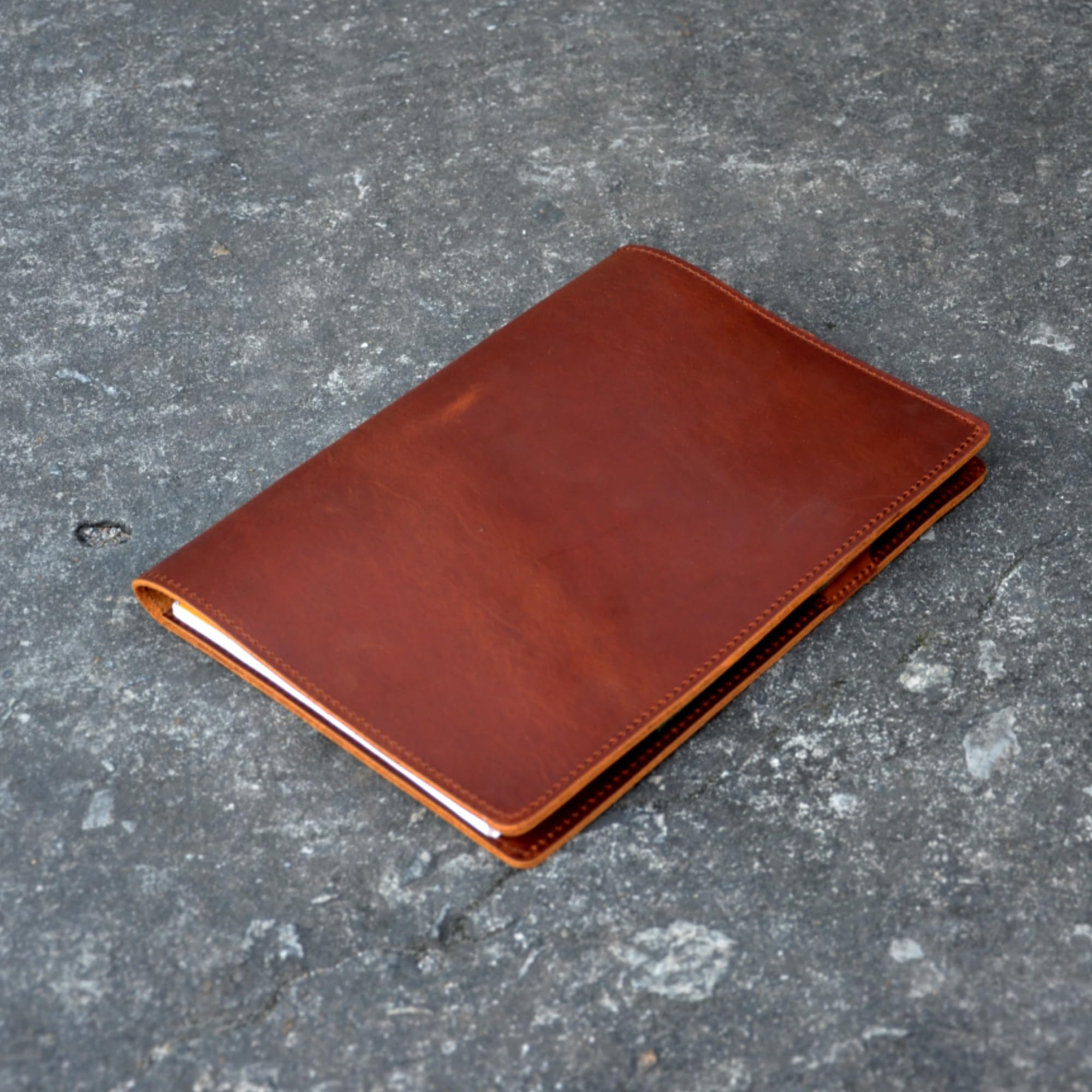 Housse en cuir compatible avec les blocs-notes légaux 12,7 x 20,3 cm, règle juridique 12,7 x 20,3 cm, carnets de notes en cuir véritable vieilli A5 avec passant pour stylo (marron)