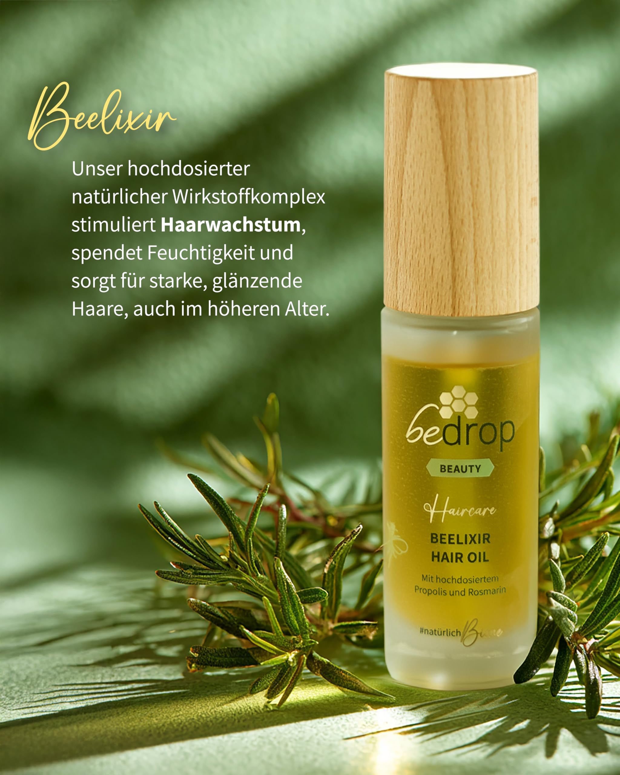 bedrop Beelixir Haaröl bei Haarausfall - Für Haarwachstum & als stärkende Pflege für Haare und Kopfhaut | mit Manuka Honig, Propolis, Rosmarin Extrakt - 30ml