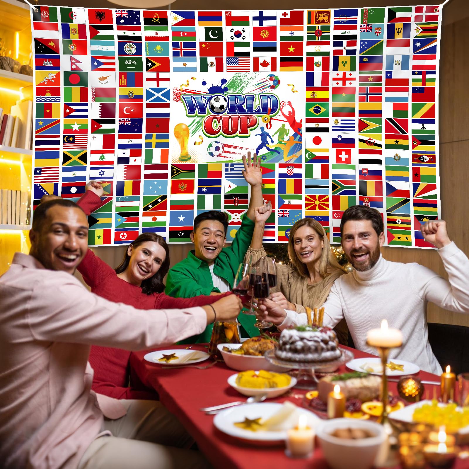 DPKOW Decoración 2026 Mundial Pancarta Banderas Países 2026 Copa del Mundo de Fútbol Decoracion Banderas Nacionales Futbol Mundial Fondo Bandera Equipos Selecciones Pancarta, 185 x 110 cm — view 7