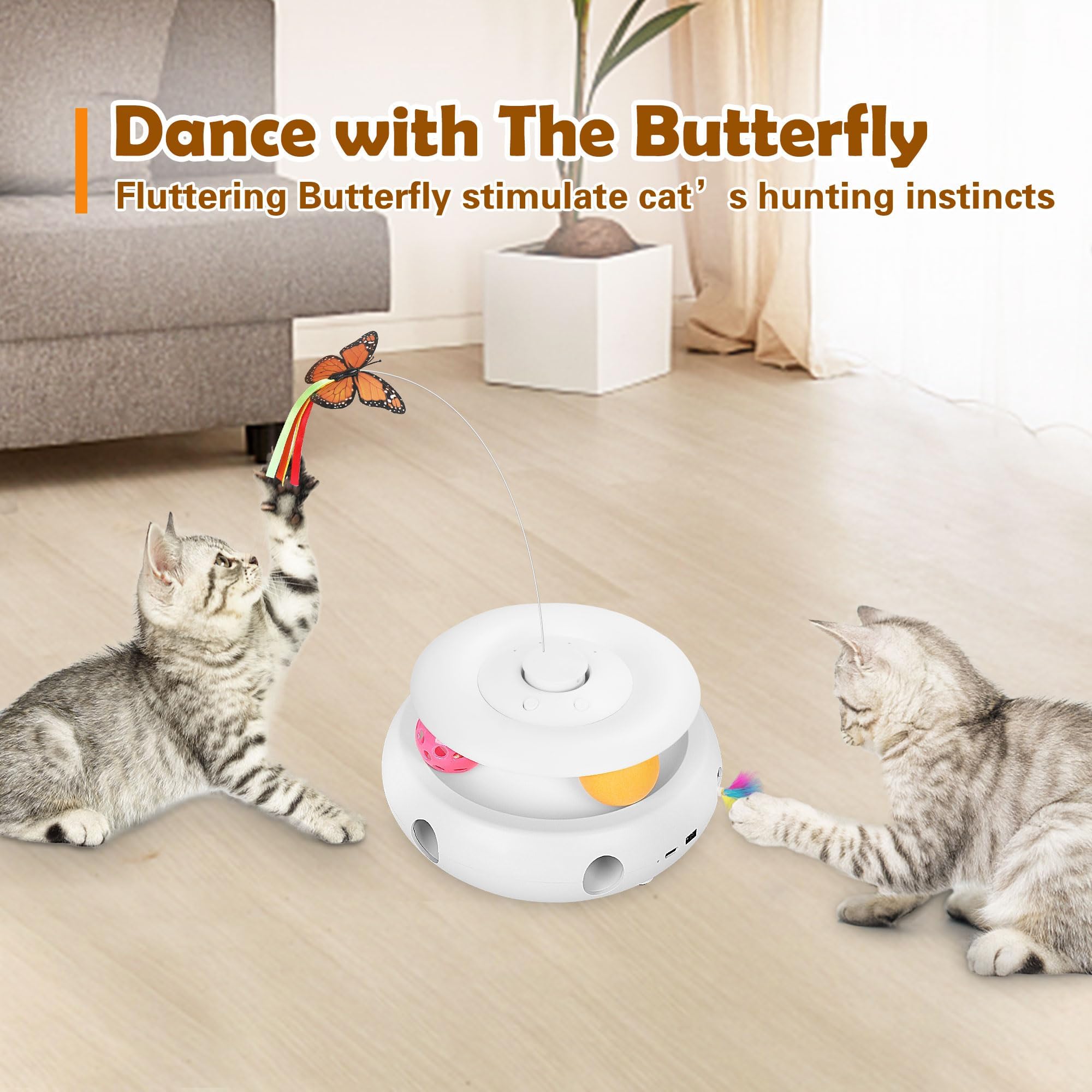 3-in-1 Automatico Interattivo Elettronico Moving Agbush Piuma (Bianco)