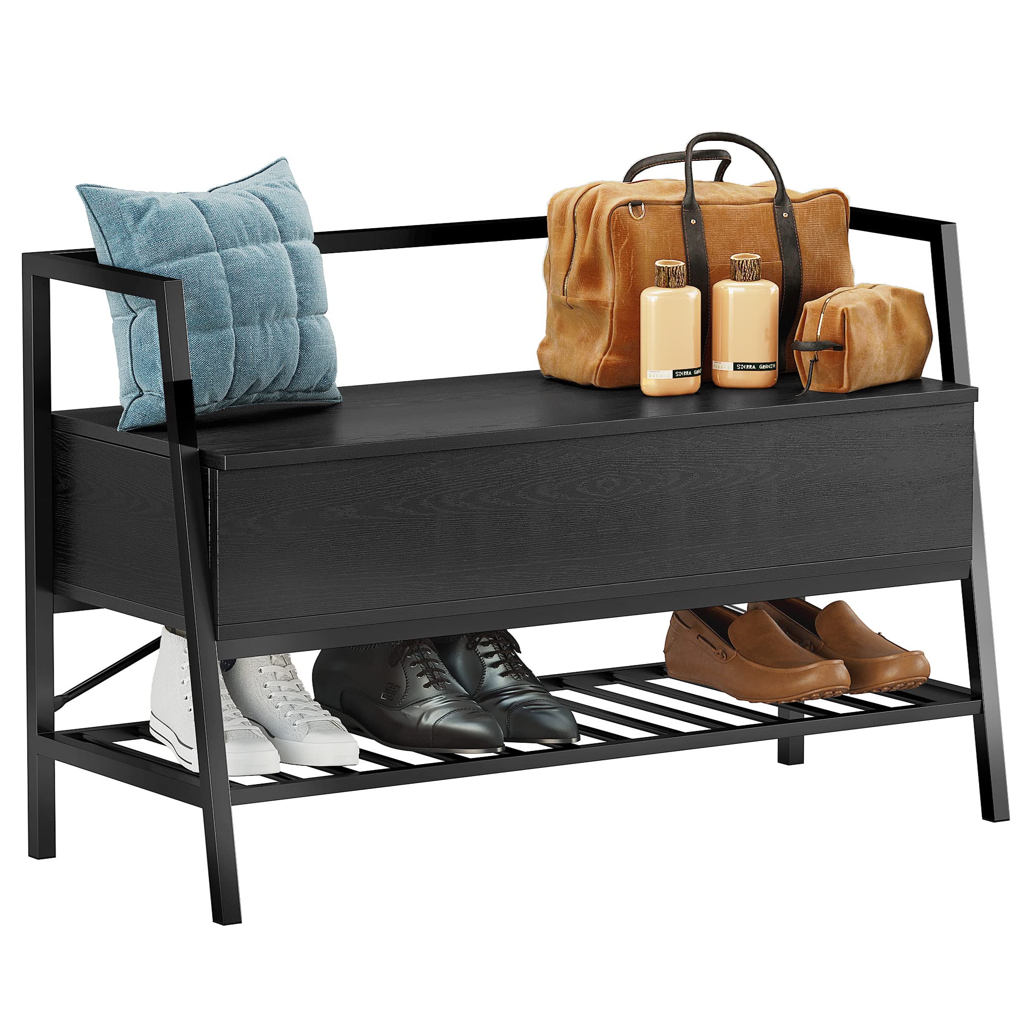 Buy IRONCK Storage Bench with Lift Top Box, Entryway Shoe Bench with Shoe Rack, Entry Bench Shoe