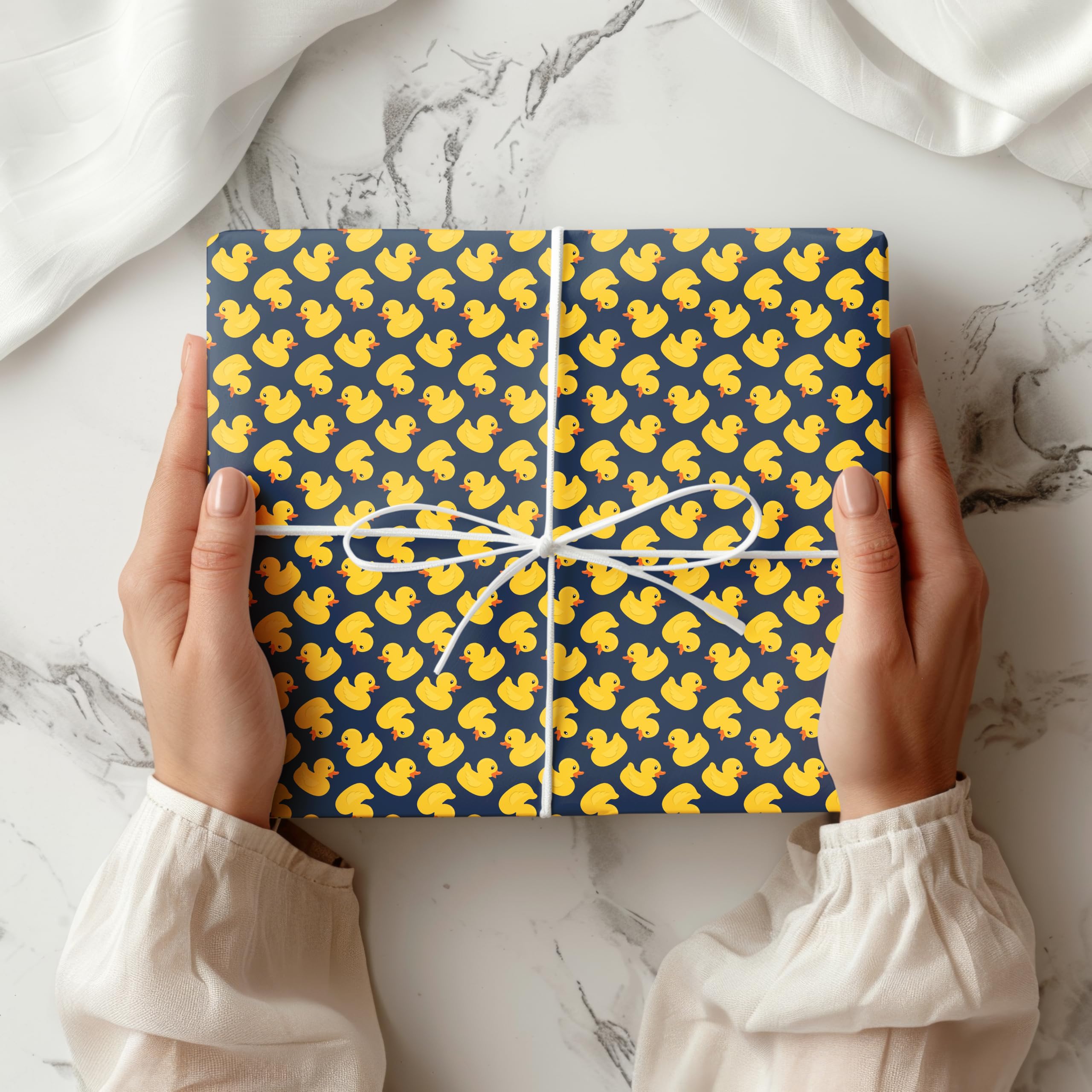 Rubber Duck Print Pattern Wrapping Paper - Gift - Anniversary, Birthdays, Weddings, Valentines - Gifts Him Her Hen Party - W13 Multi (Navy, Medium Sheet - 42 x 58cm / 15.7" x 22.8" inches)
