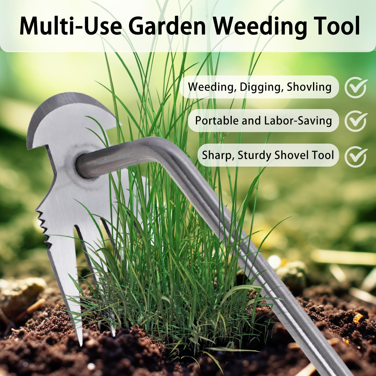 Herramienta de extracción de malas hierbas de acero inoxidable, herramienta de jardín, herramienta para eliminar malas hierbas, herramientas de jardín, deshierbe manual, cortadora de dientes de león Herramienta de extracción de malas hierbas de acero inoxidable, herramienta de jardín, herramienta para eliminar malas hierbas, herramientas de jardín, deshierbe manual, cortadora de dientes de león