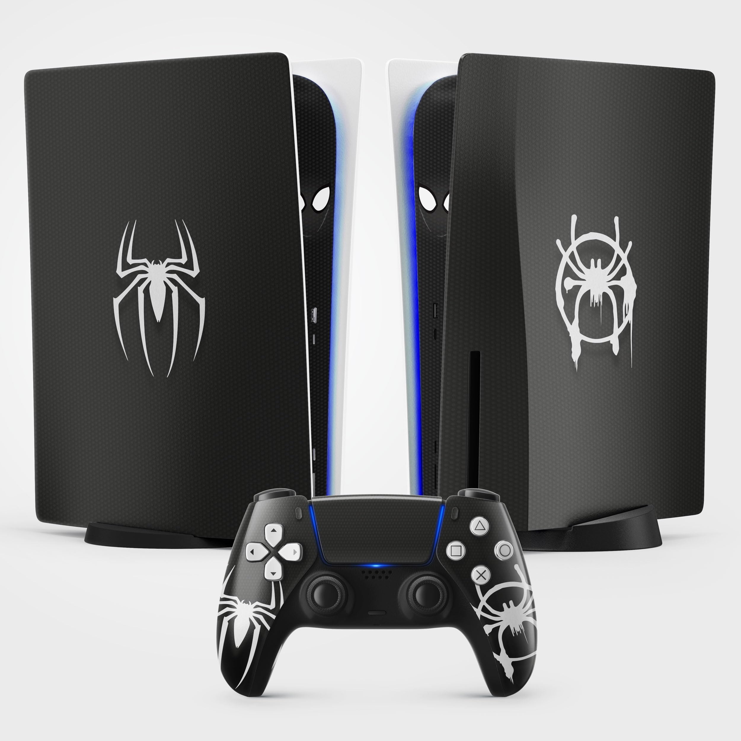 Sticker PS 5 Spider, Autocollant PS 5 Gaming, Console et Manette, Edition Standard Disque, Skin Spider Noir (1 Manette)