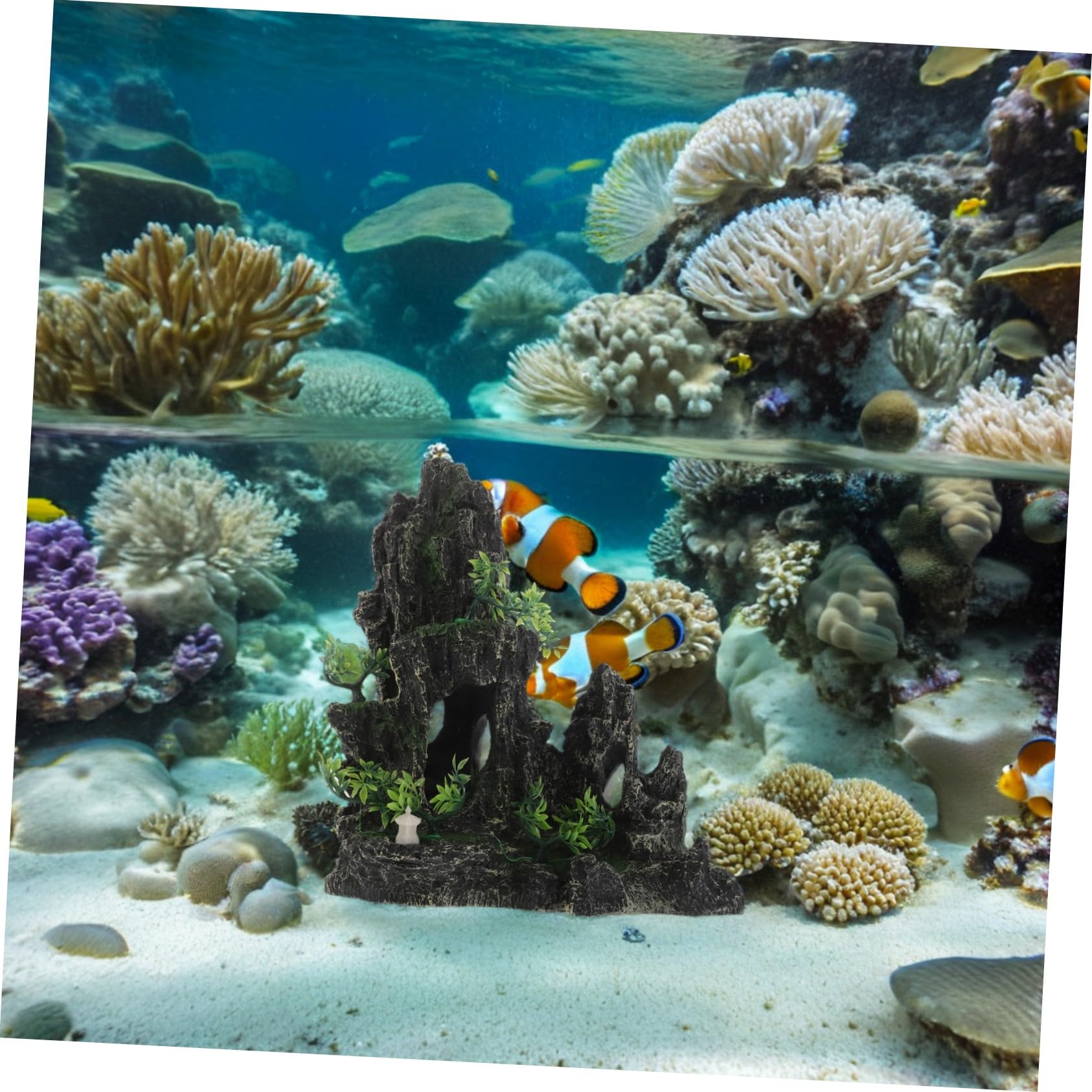 Decoración para Acuario con Roca Artificial de Resina Montaña Simulada para Paisaje Ornamental de Peces Refugio para Camarones y Escondite para Bettas Piedra Decorativa Duradera y