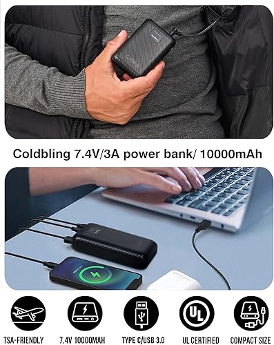 Miniatura 4 de Coldbling Heated Vest for Men Women with 7.4V Battery Pack, 6 Heating Zones Unisex Heat Vest, Lightweight Warm Winter Vest