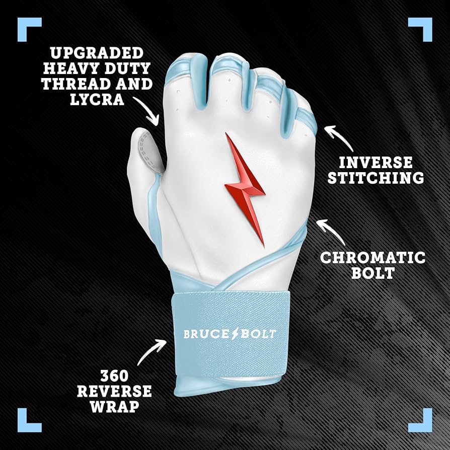 BRUCE BOLT HAPP Series Long Cuff White Batting Glove - White