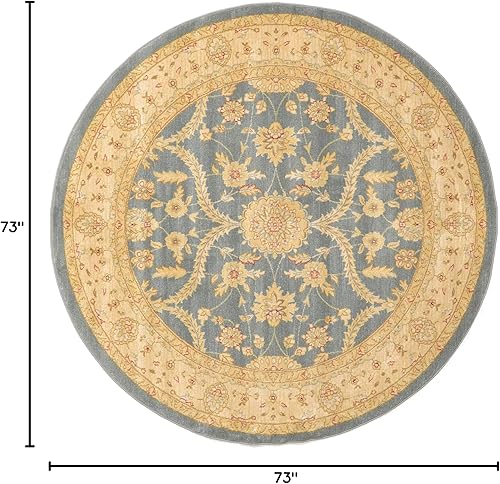 Miniatura 2 de Unique Loom Edinburgh Collection - Alfombra clásica oriental tradicional francesa inspirada en el campo (6 pies x 6 pies, redonda, azulbeige)